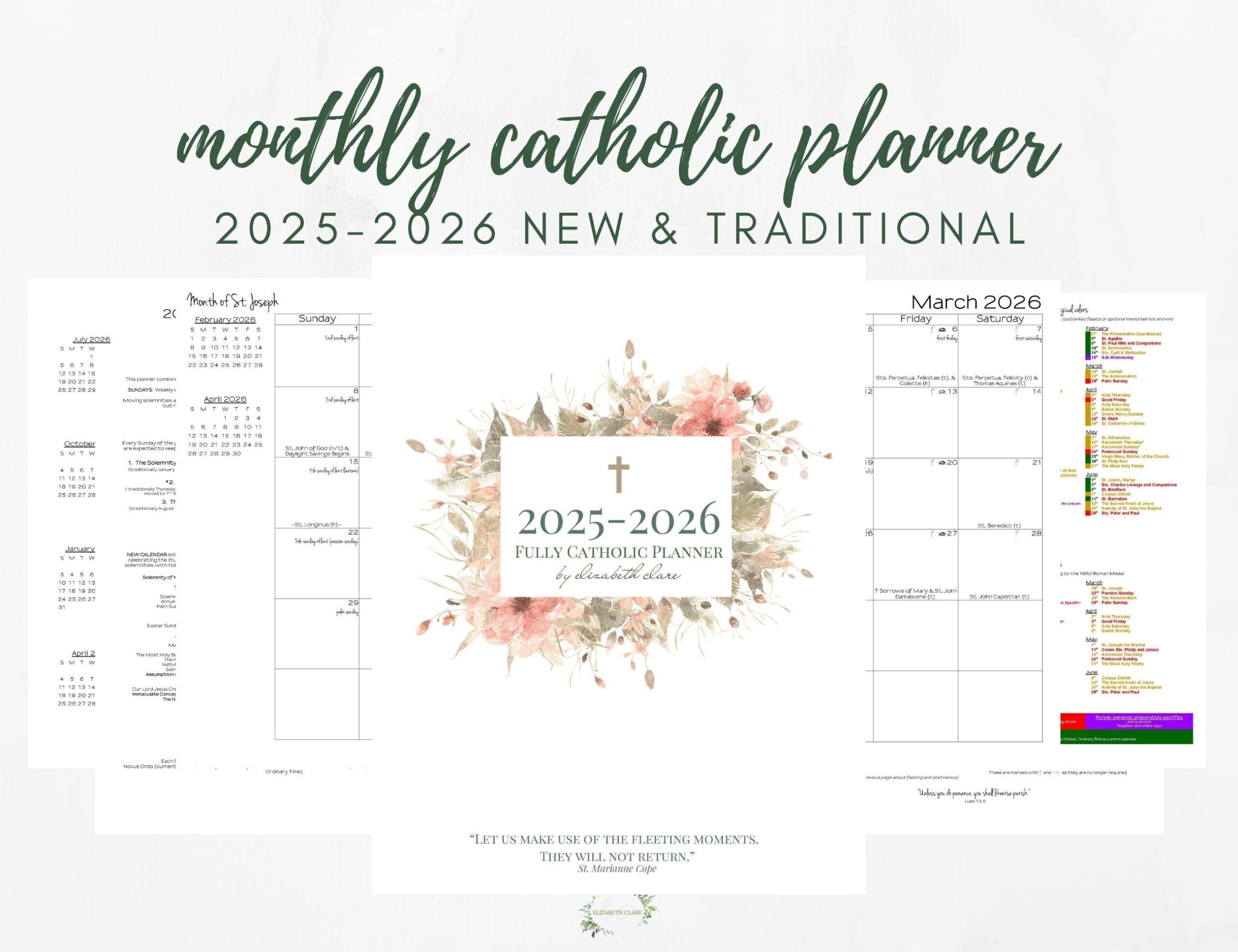 2025 2026 Monthly Catholic Planner Printable PDF Monthly Calendar Catholic Liturgical Year Calendar Catholic Woman Traditional TLM Etsy UK