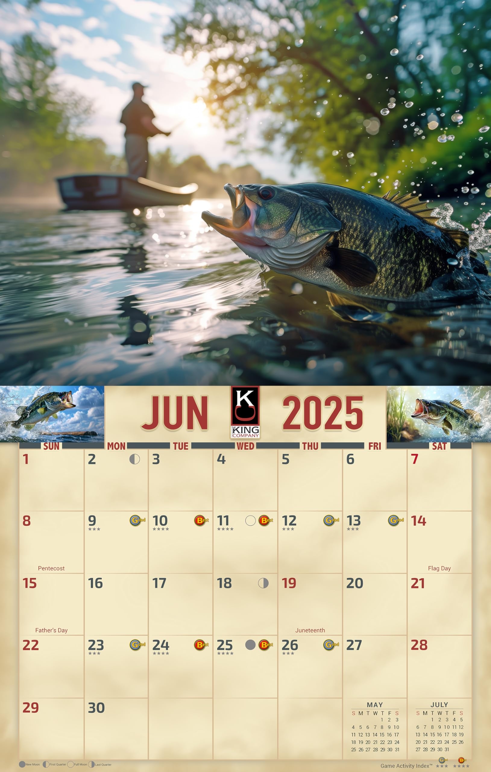 2025 Bass Fishing Wall Calendar 16 Month X Large Size 14x22 Best Fishing Calendar By The KING Company Monster Calendars 2025 Bass Fishing Wall 