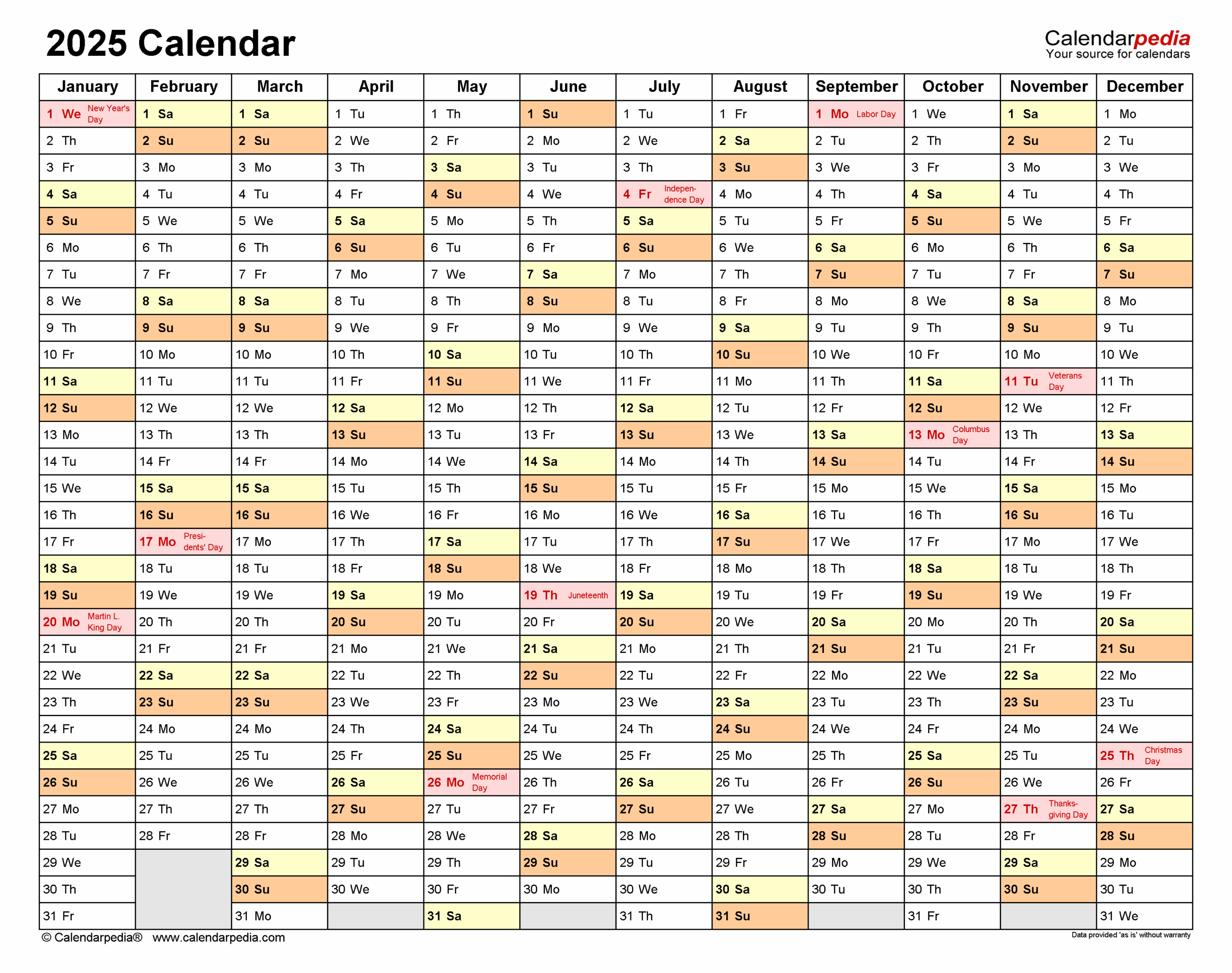 June 2025 Calendar Template Excel
