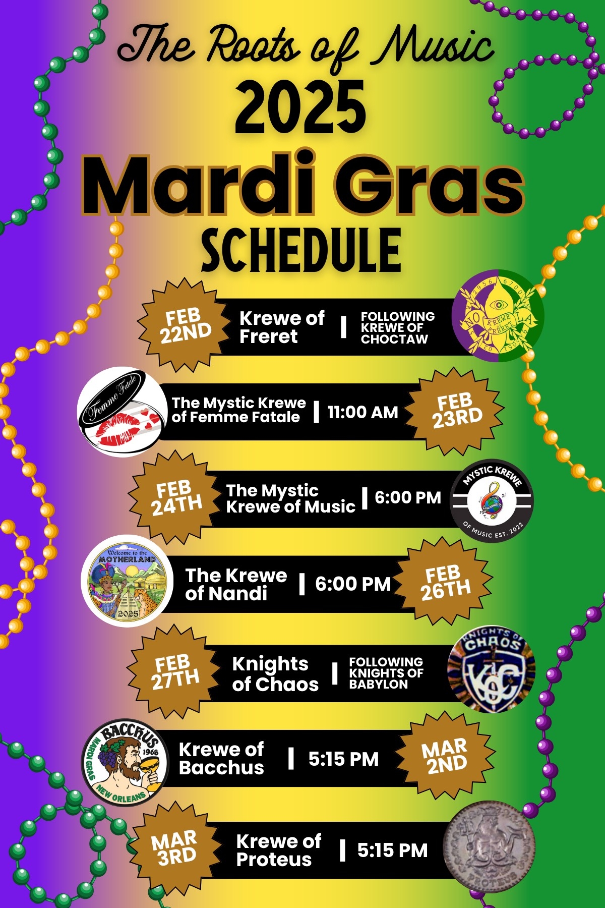2025 Schedule For The Roots Of Music The New Orleans 100