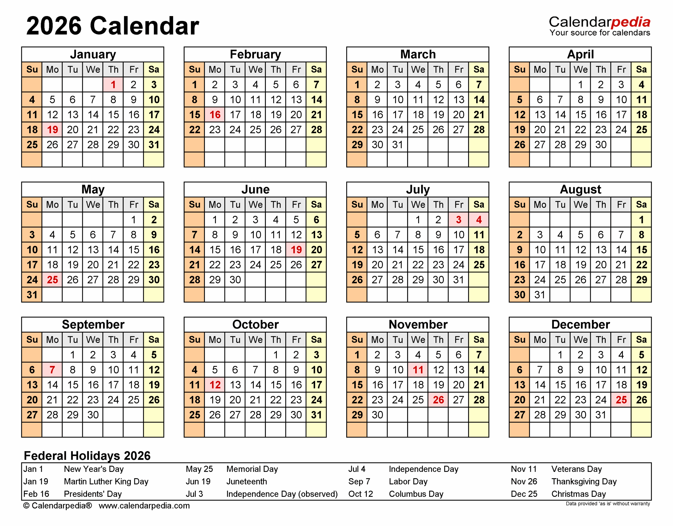 May Calendar 2026 Excel
