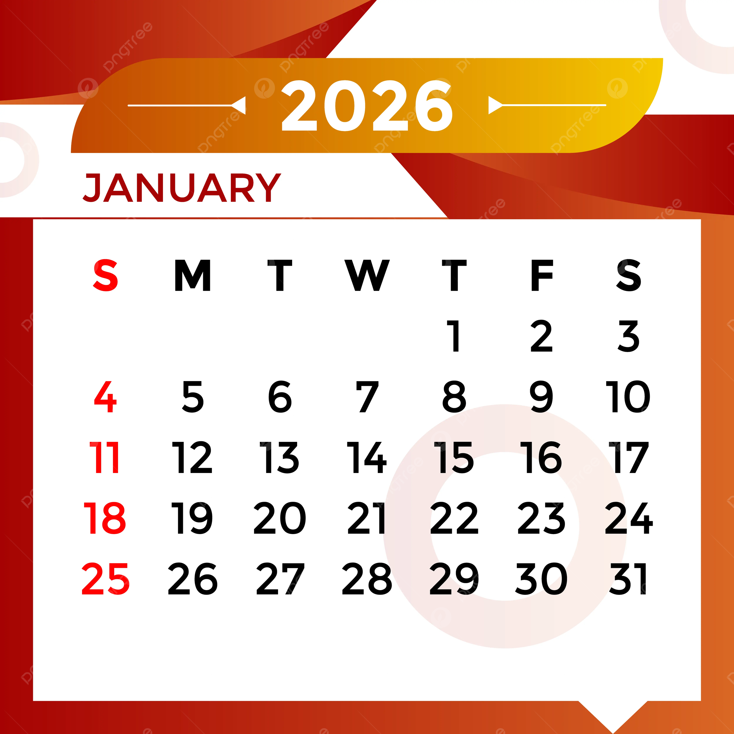 January 2026 Calendar Images