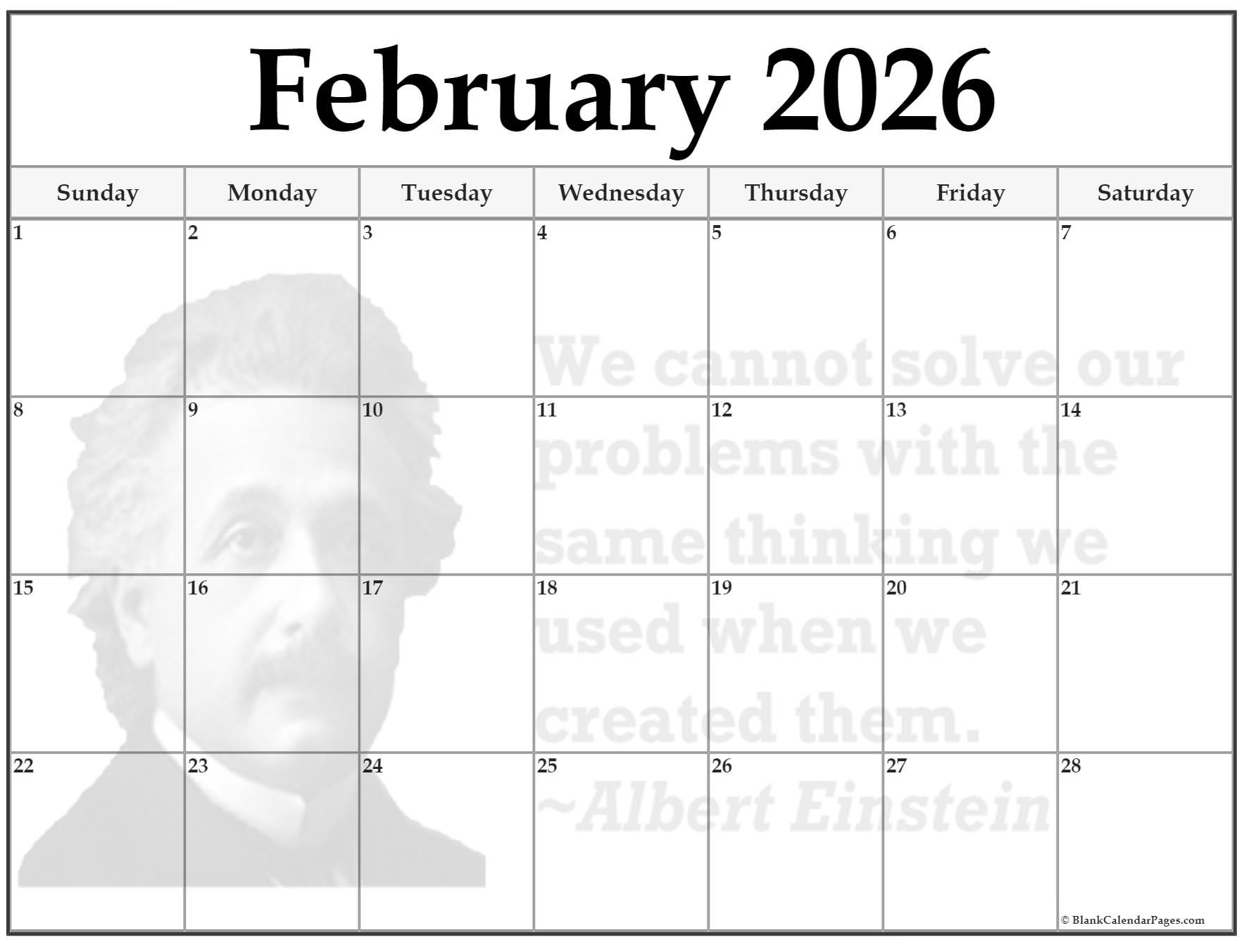 February 2026 Calendar Moon
