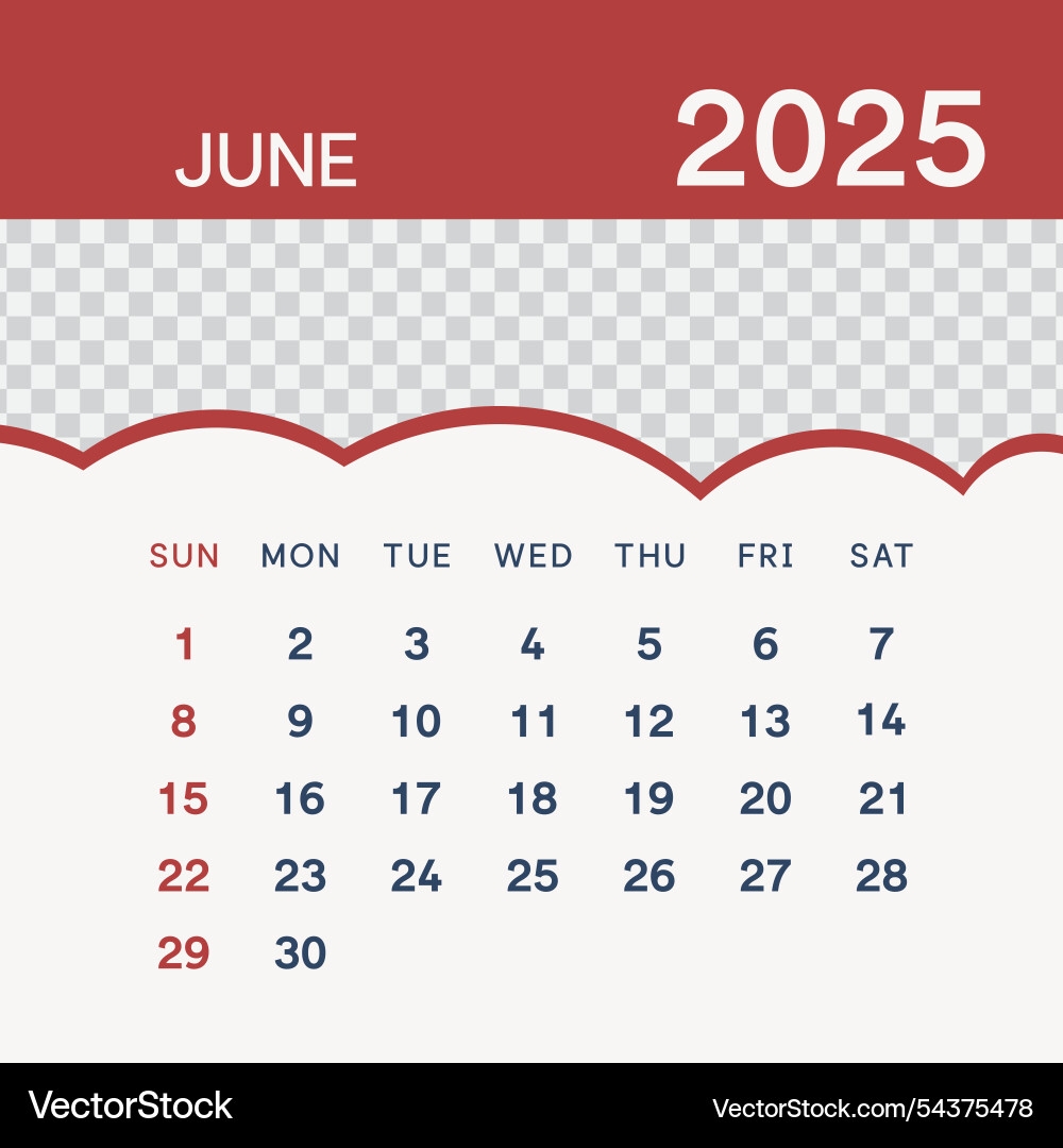 A Calendar With The Date Of June 2025 Royalty Free Vector