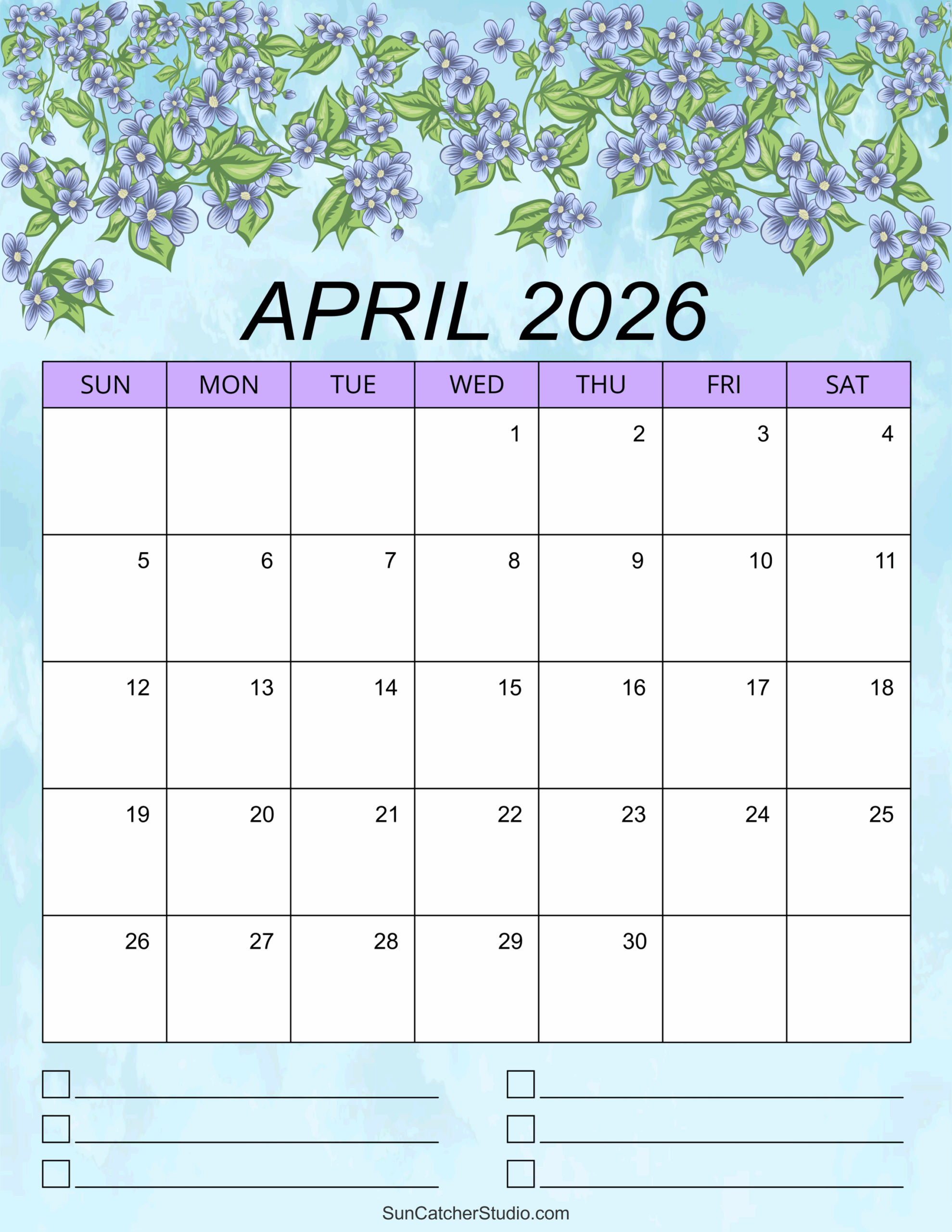 Free Editable April 2026 Calendar