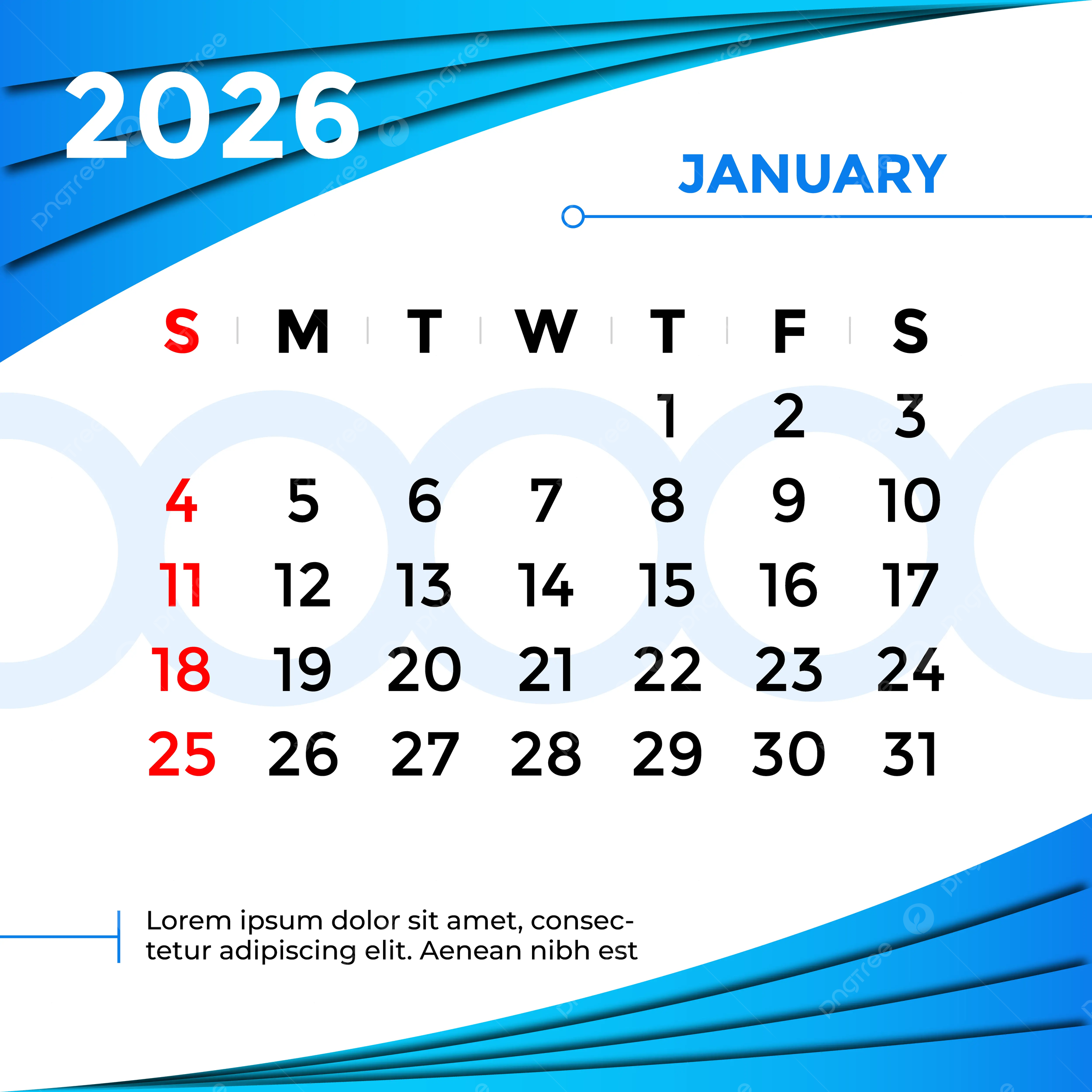 Calendar 2026 January Month Vector Template Download On Pngtree