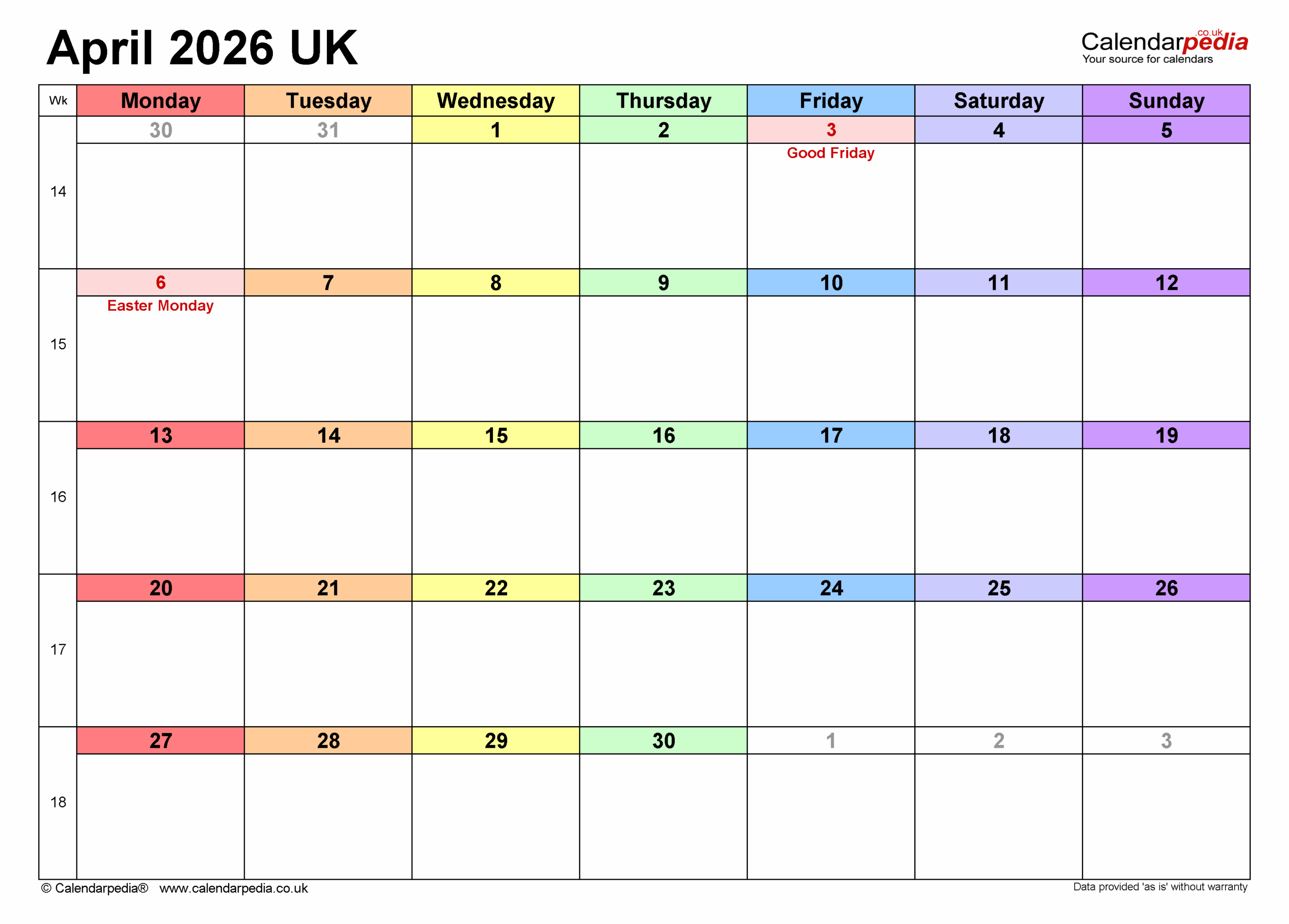 April 2026 Calendar Wallpaper Desktop
