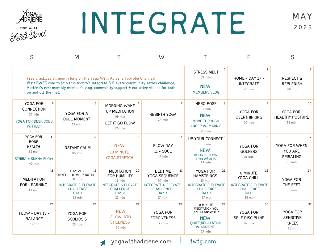 Calendar Yoga With Adriene