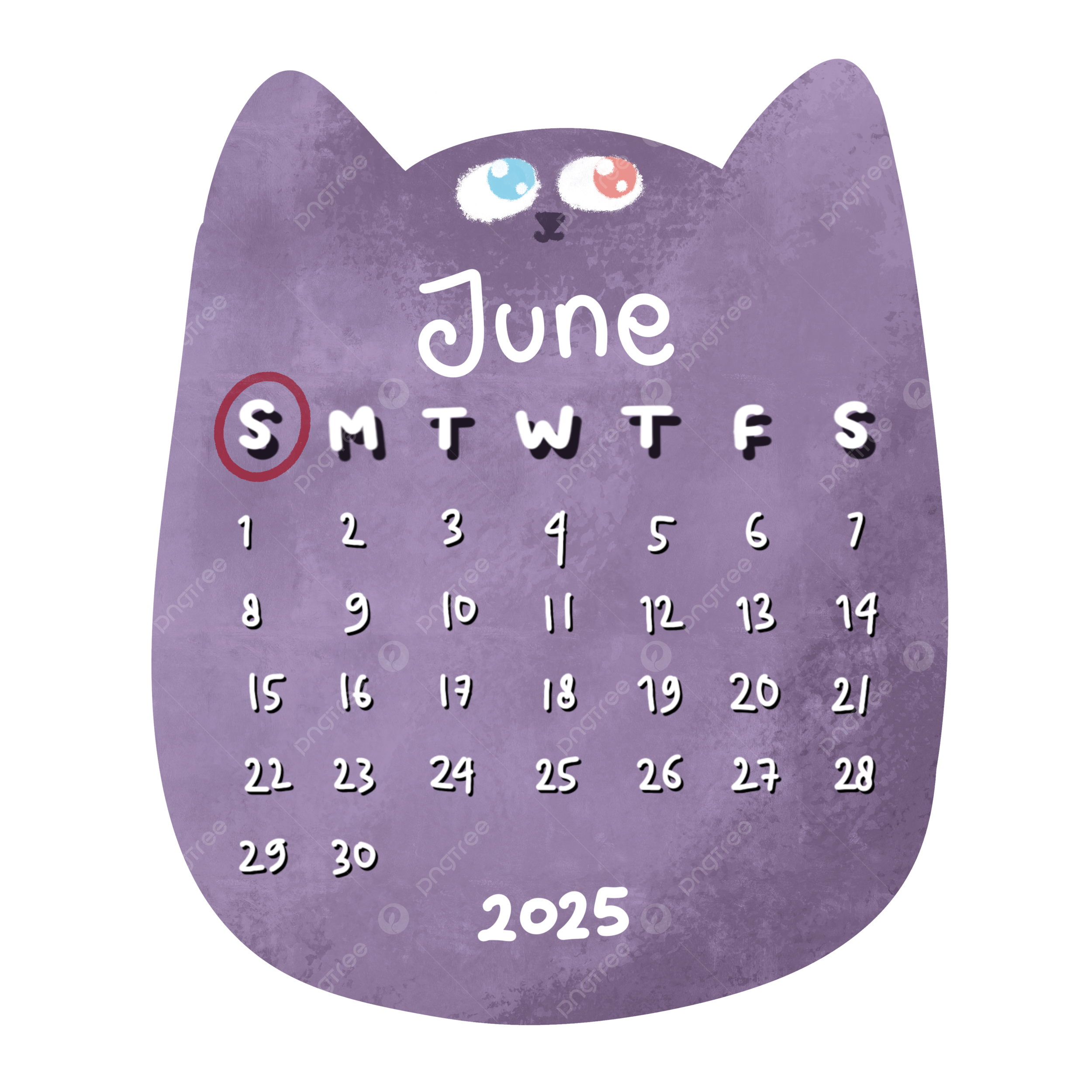Cute June 2025 Calendar Cat Theme Purple June 2025 June Calendar 2025 Calendar PNG Transparent Clipart Image And PSD File For Free Download