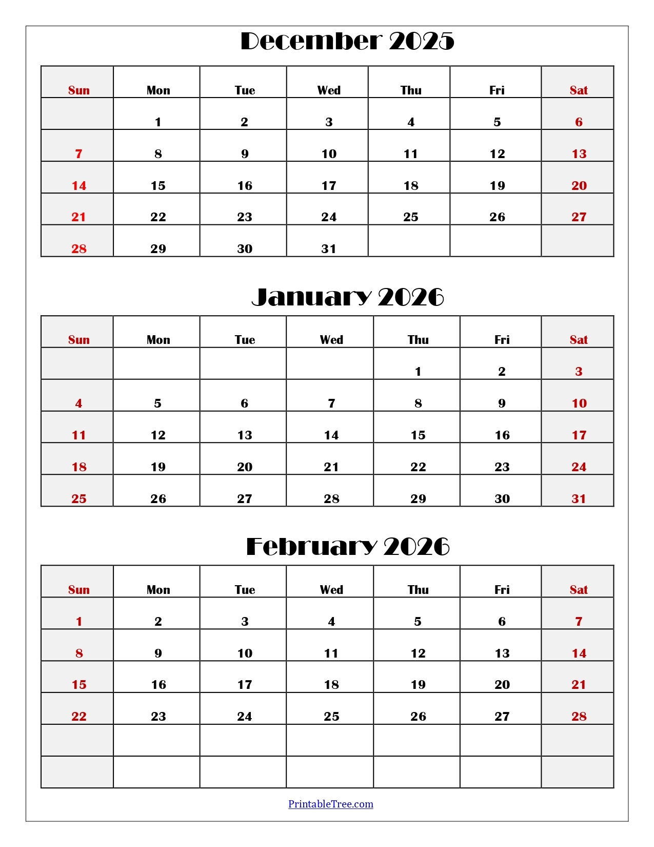 December 2023 And Jan 2026 Calendar