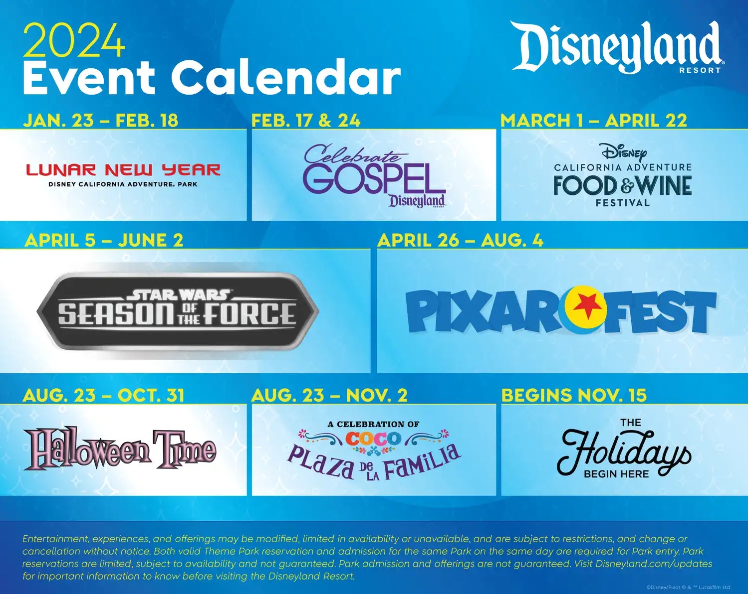 Disneyland Resort Releases First Ever Event Calendar For 2024 