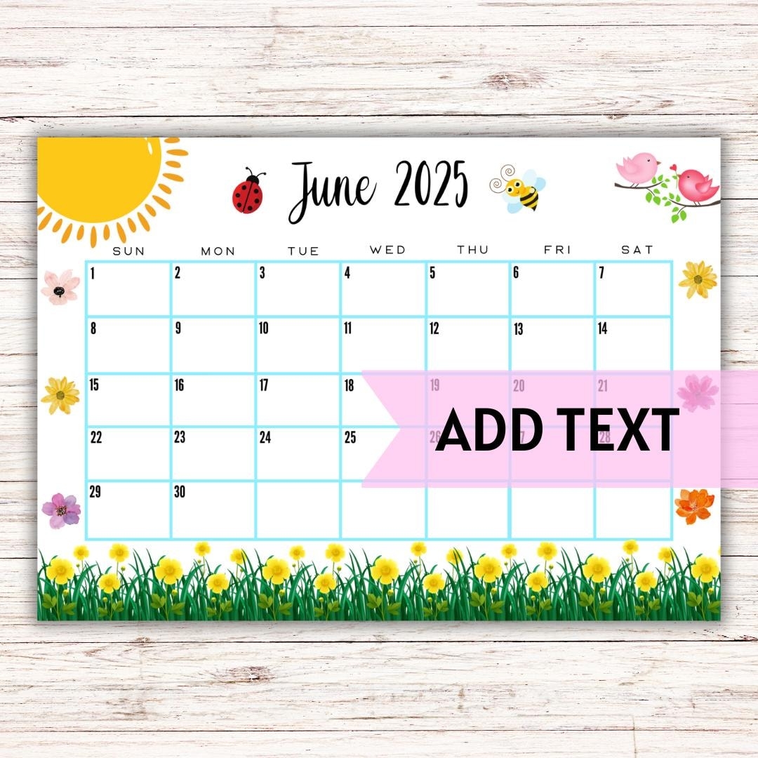 Pretty June 2025 Calendar