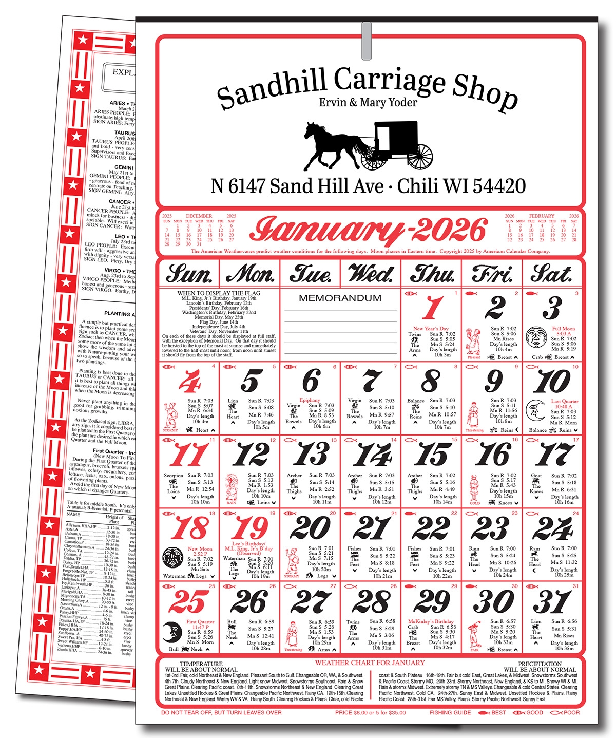 Farmers Almanac Calendar With Signs For Planting Buy Today