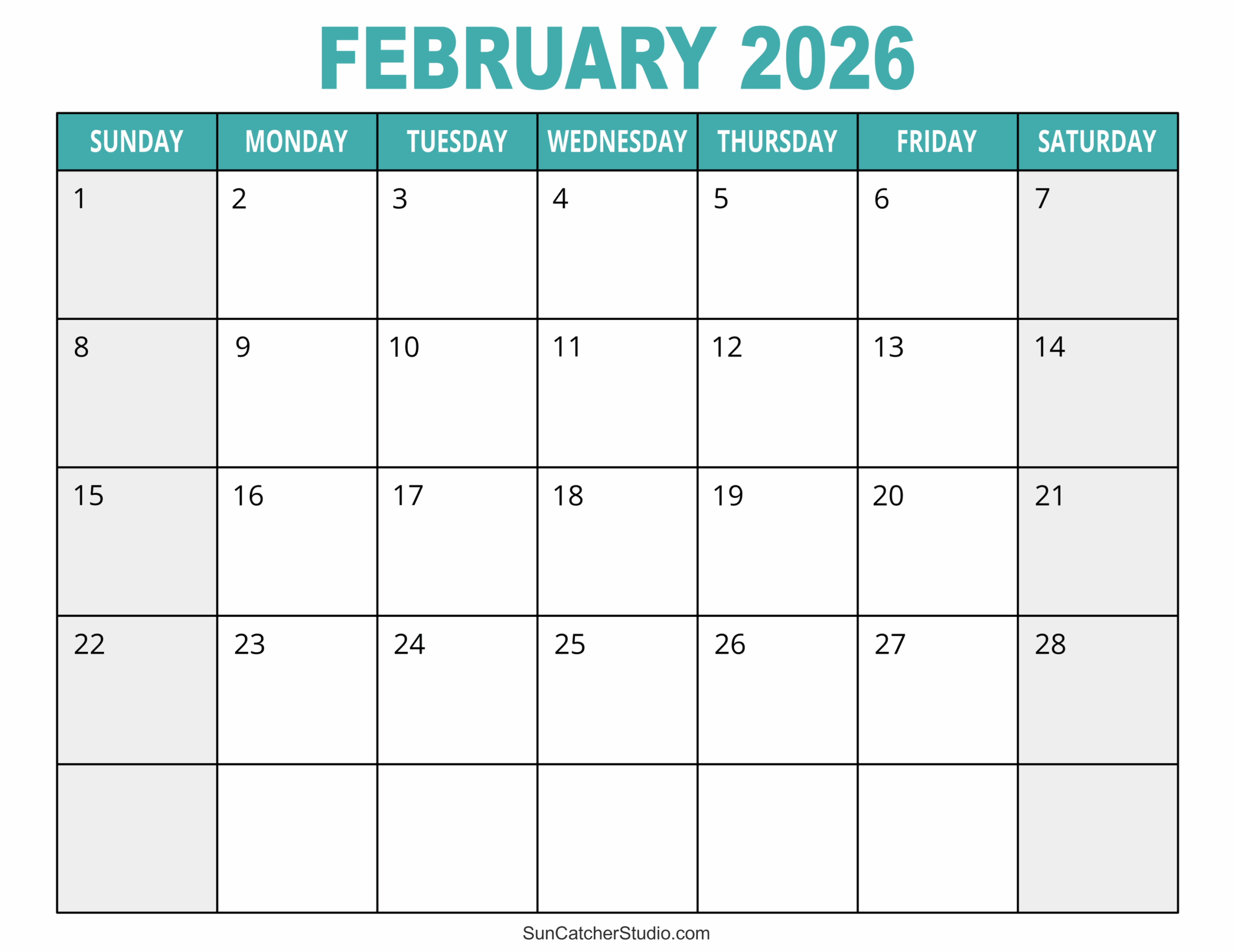 February 2026 Calendar Free Printable Free Printables 
