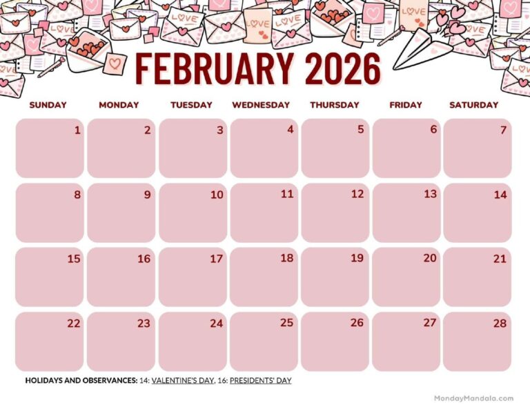 February 2026 Calendars Free PDF Printables