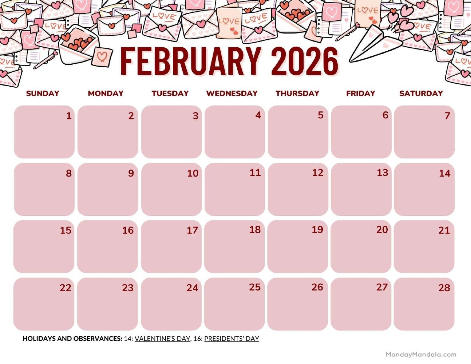 February 2026 Calendars Free PDF Printables