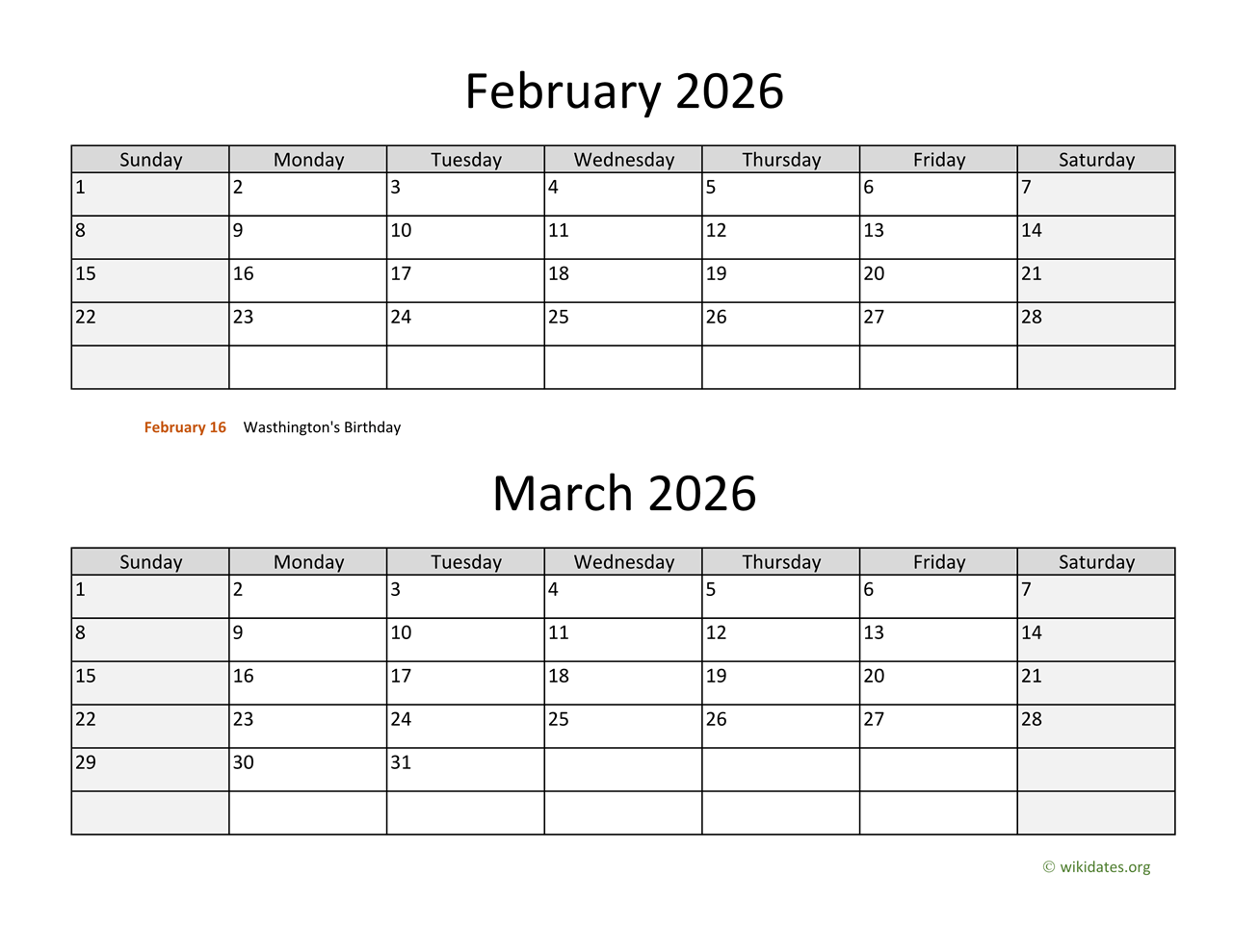 February And March And April 2026 Calendar