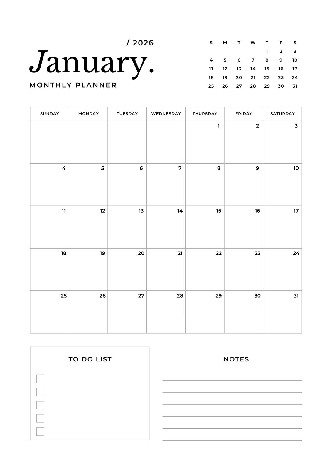 Free And Customizable January Templates