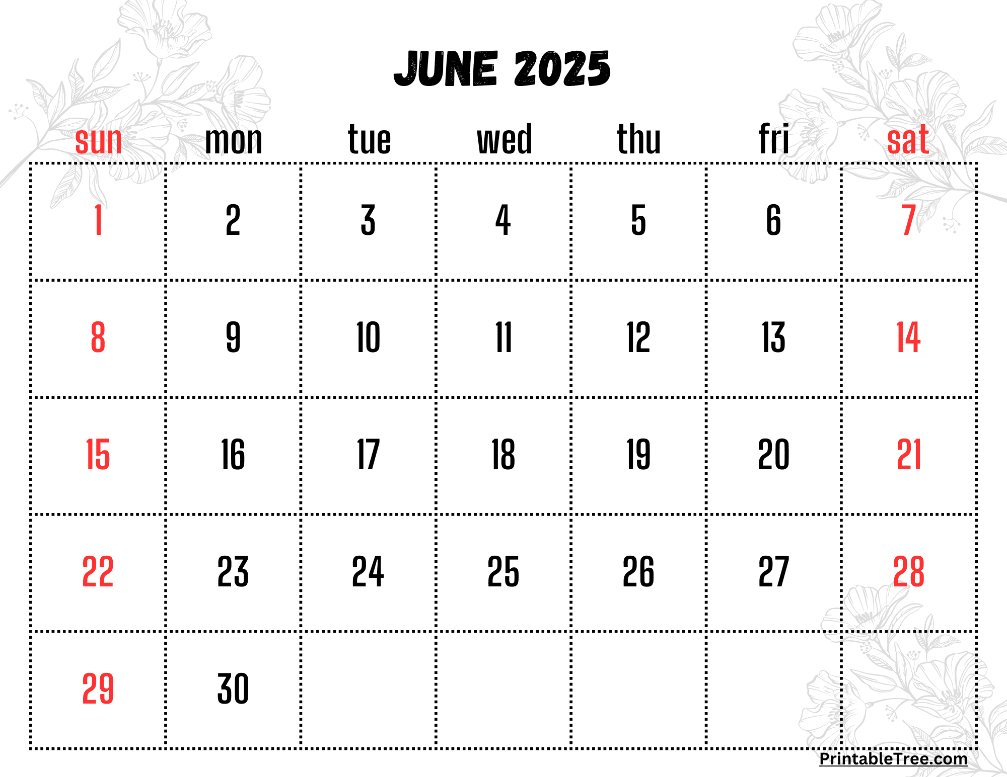 June Print Calendar 2025