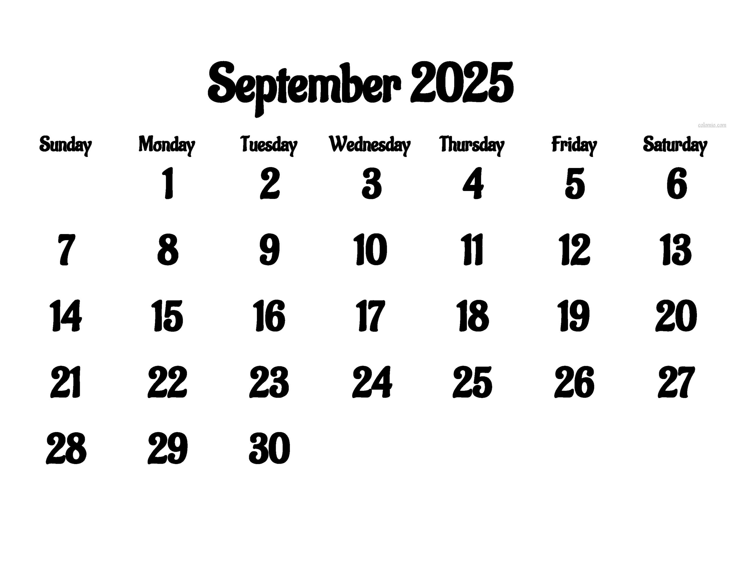 September 2025 Calendar Pdf