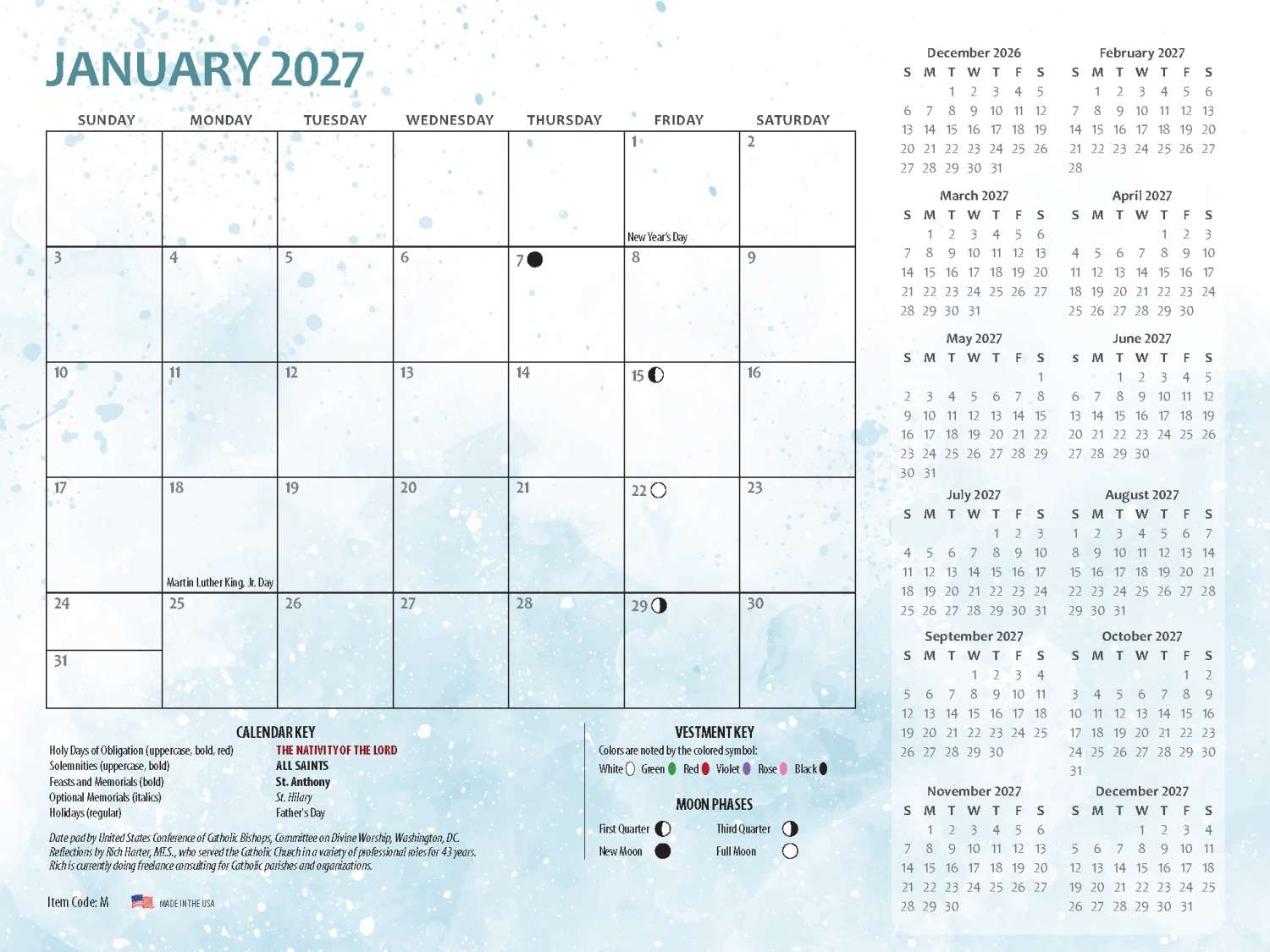 I AM Sayings Of Jesus Calendar English Blue Mound Graphics
