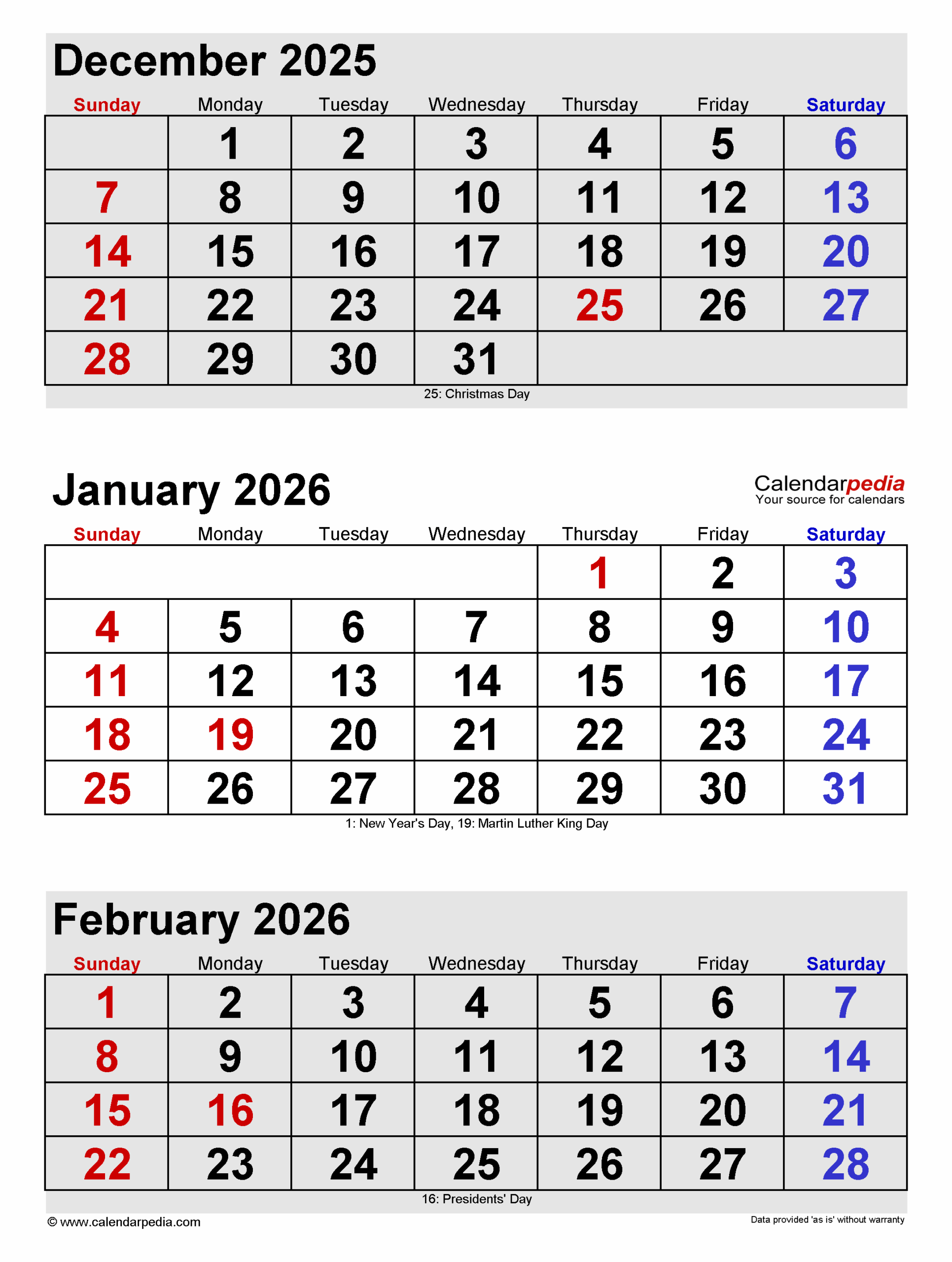 January 2026 Calendar Templates For PDF Excel And Word