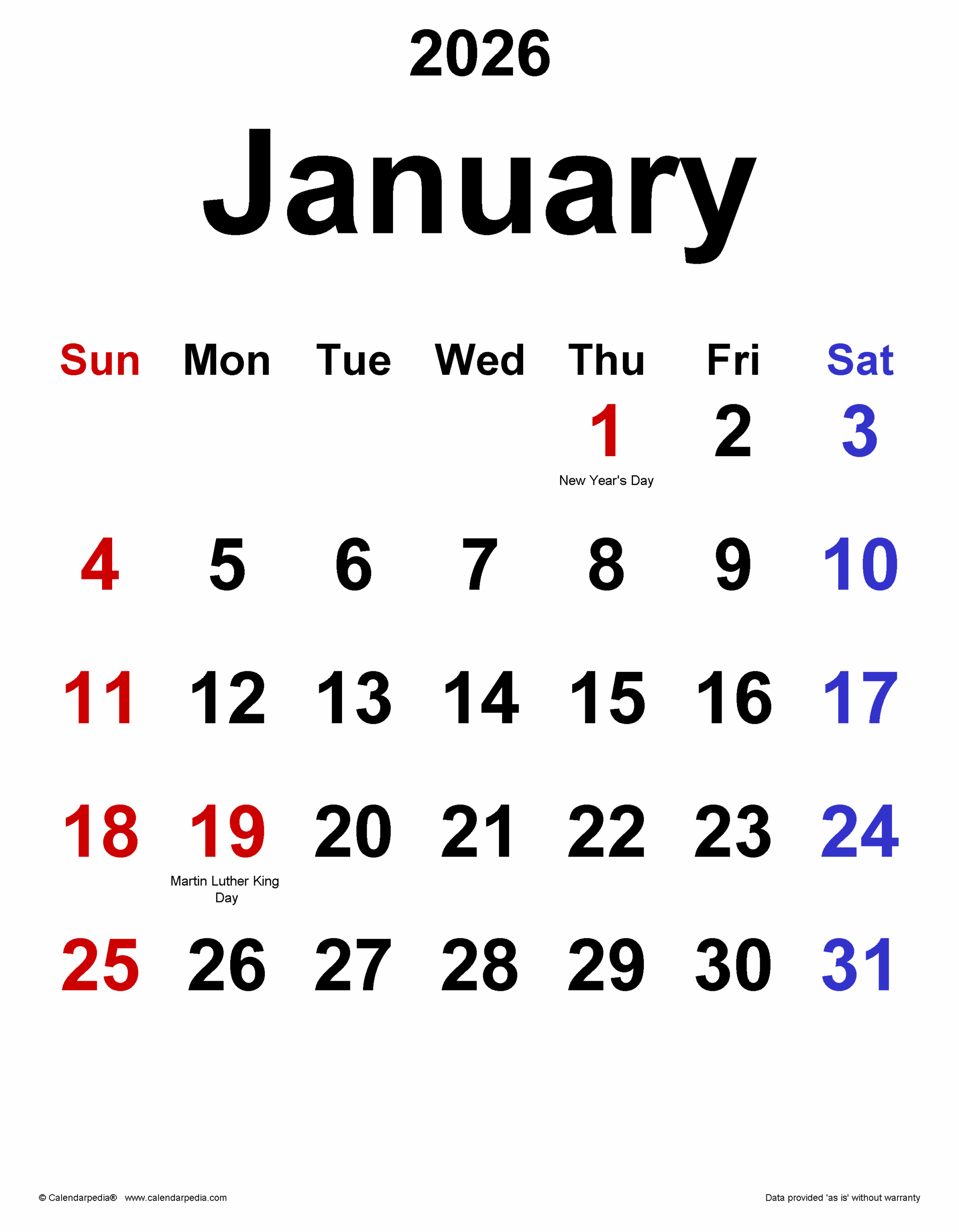 Image Calendar January 2026