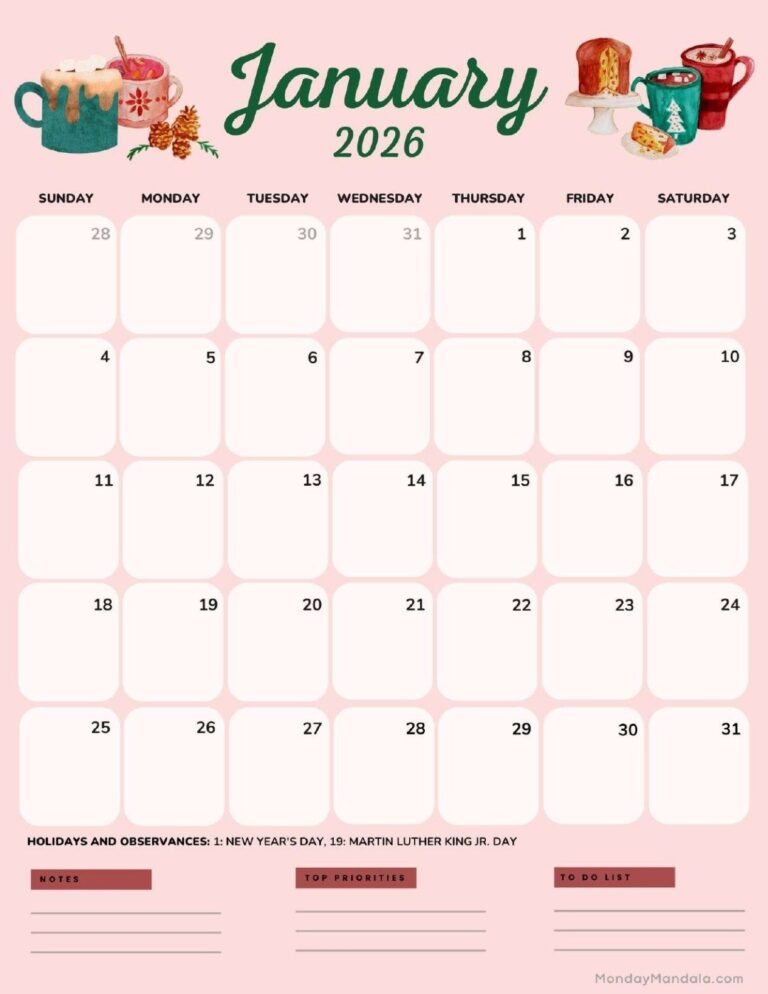 January 2026 Calendars Free PDF Printables