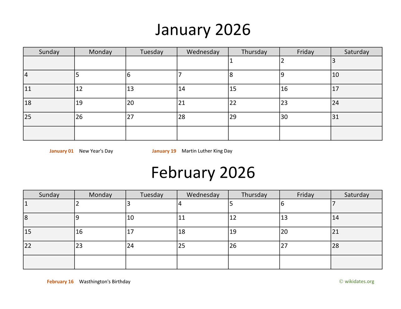 Editable February 2026 Calendar