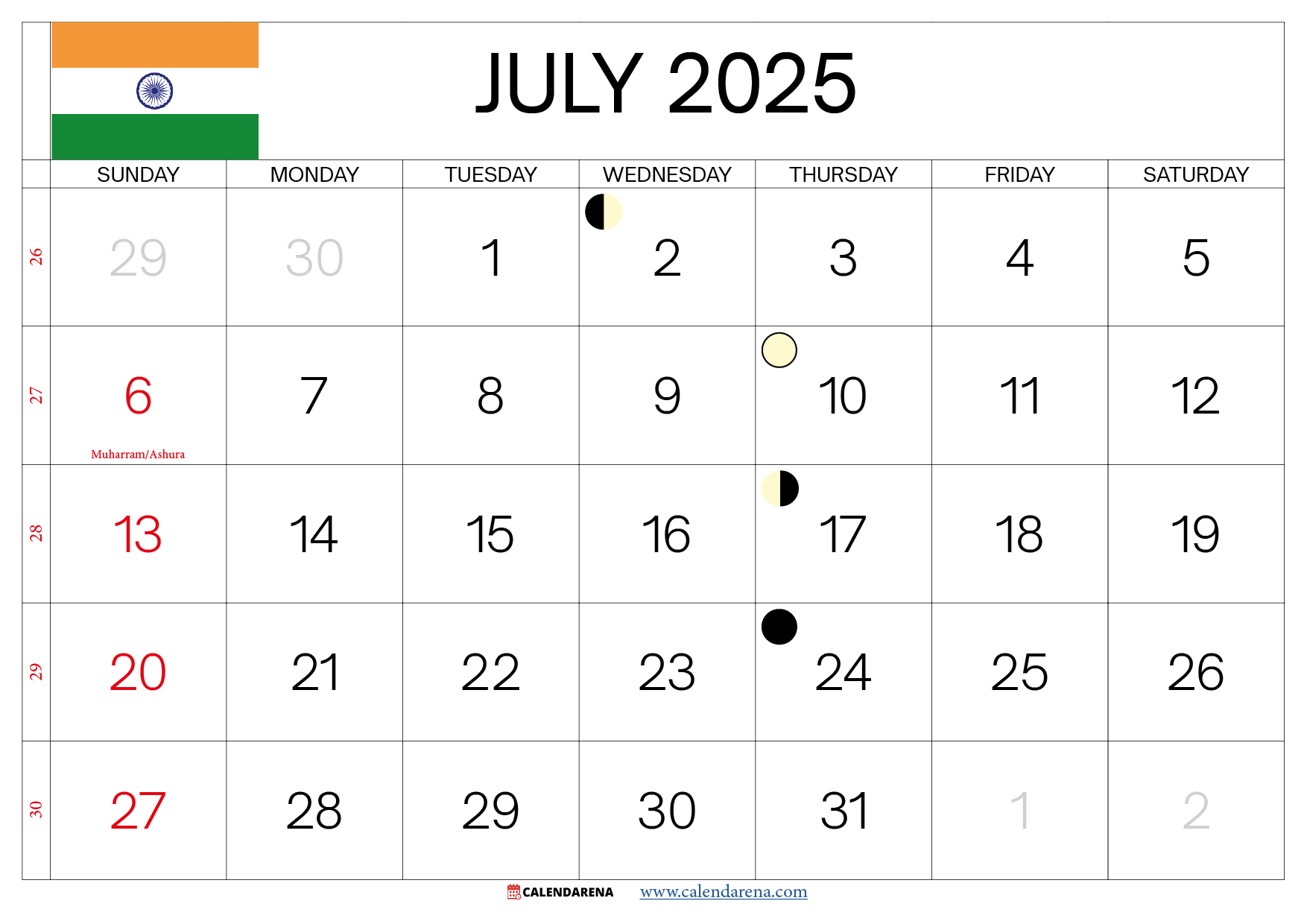 Calendar July 2025
