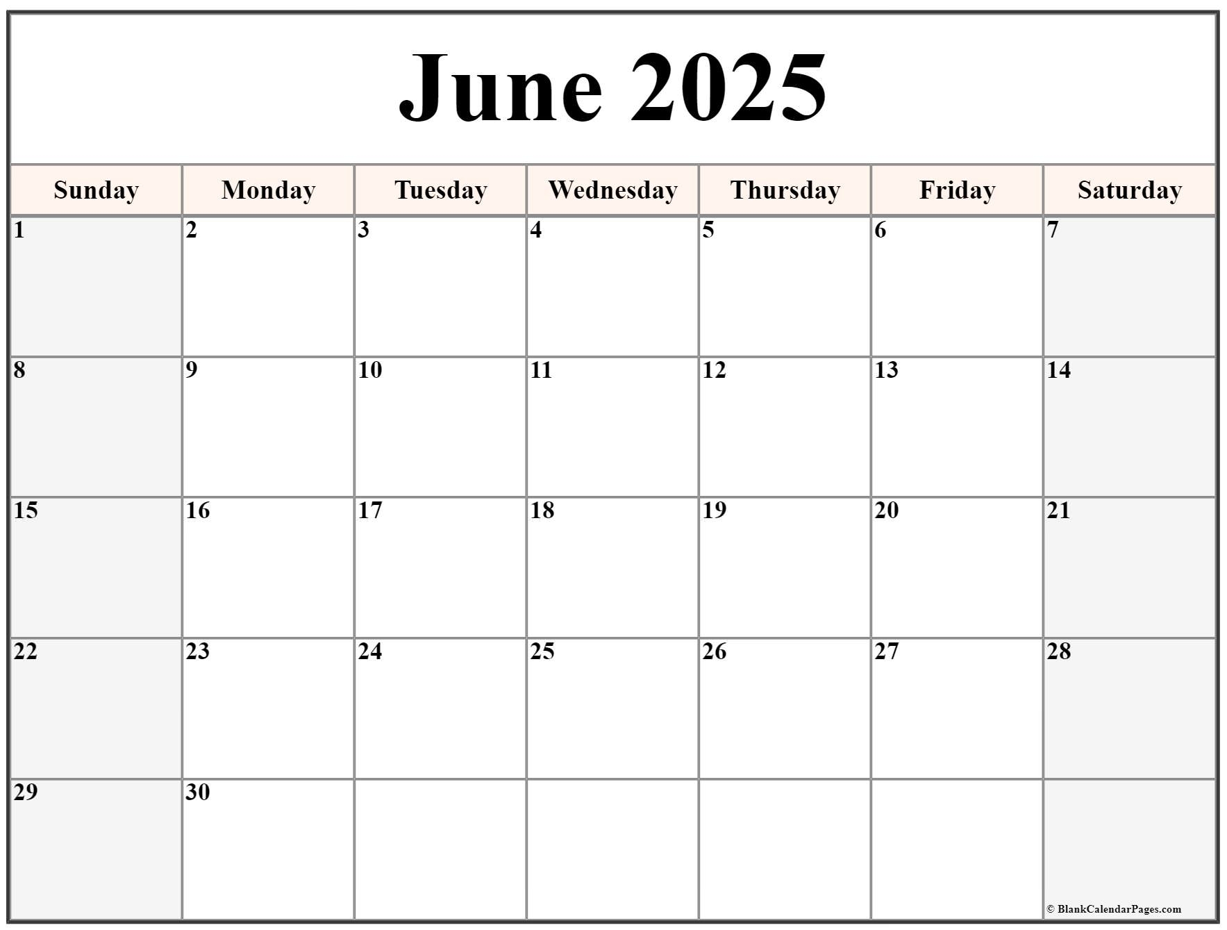 June Holiday 2025 Calendar