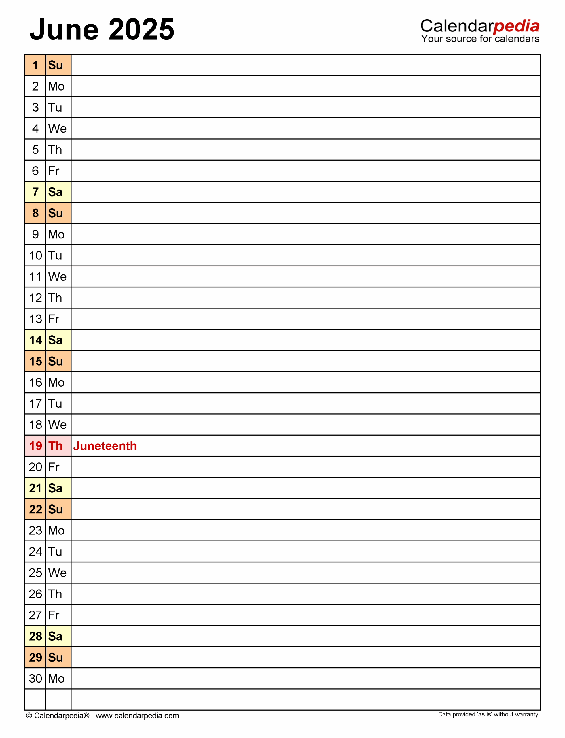 June 2025 Calendar Templates For PDF Excel And Word