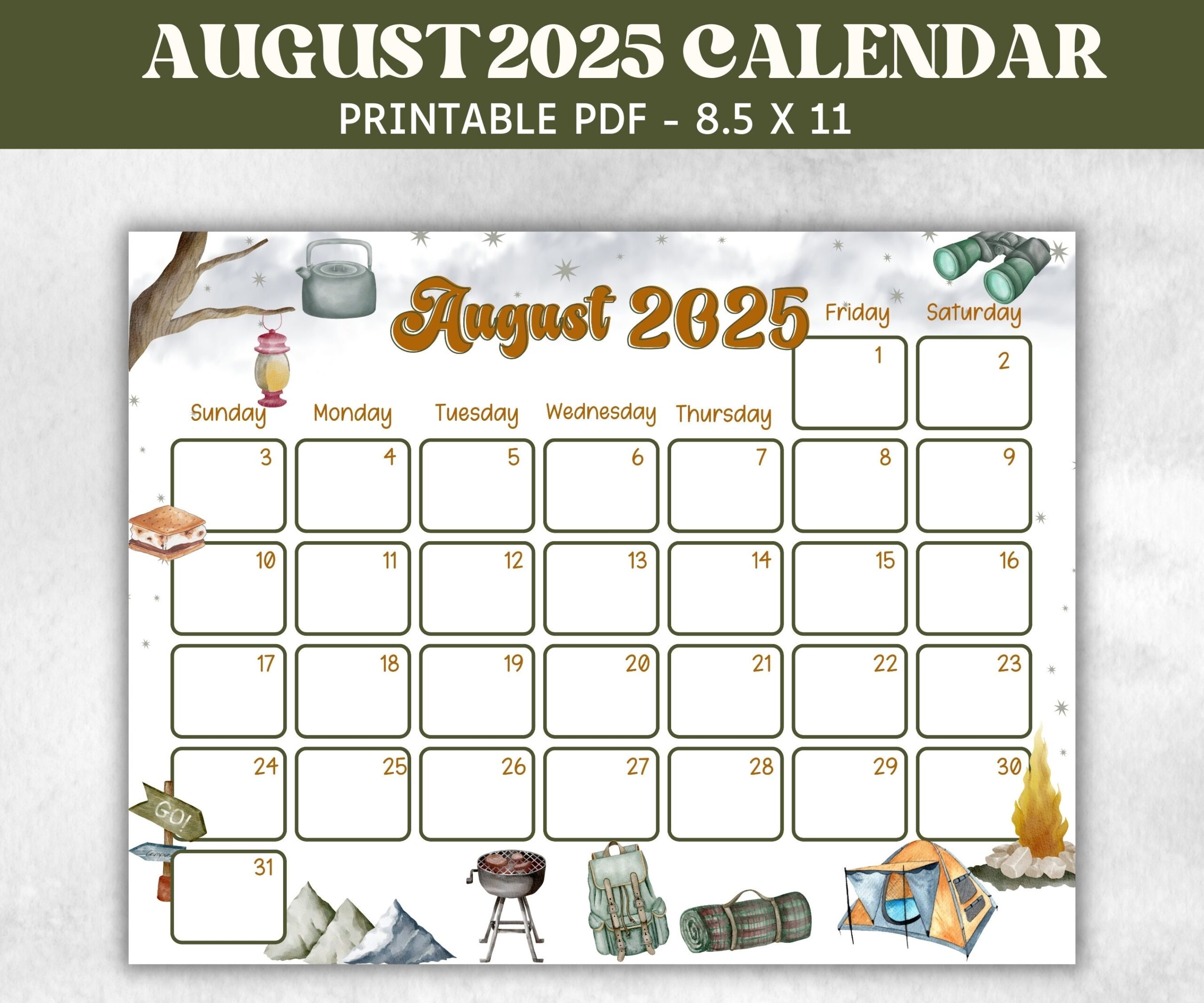 August 2025 Calendar Pdf