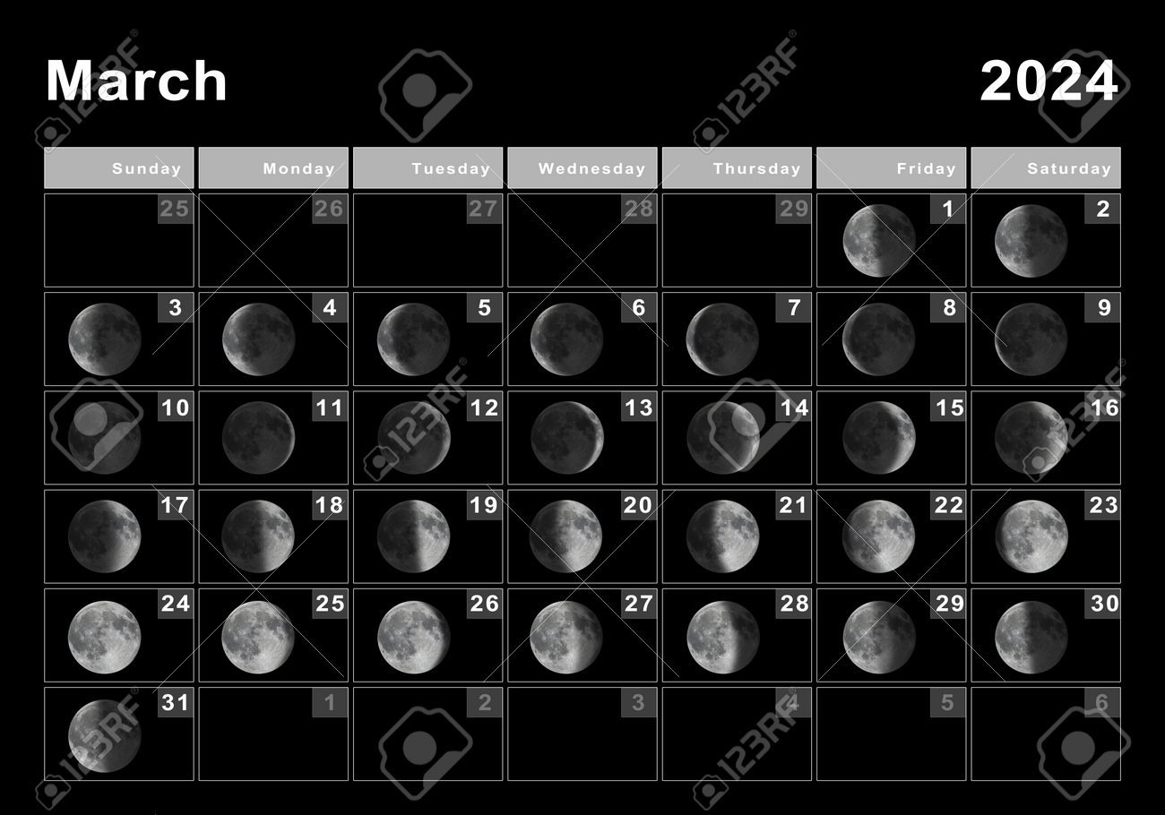 March 2024 Lunar Calendar Moon Cycles Moon Phases Stock Photo Picture And Royalty Free Image Image 192759916 