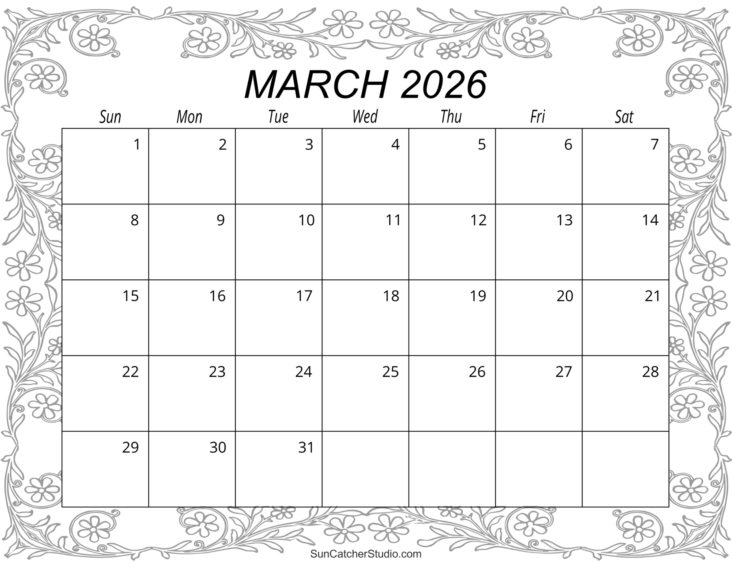 Calendar 2026 March Month With Holidays