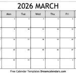 March 2026 Calendar Free Printable With Holidays And Observances