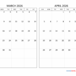 March And April 2026 Calendar Calendar Quickly