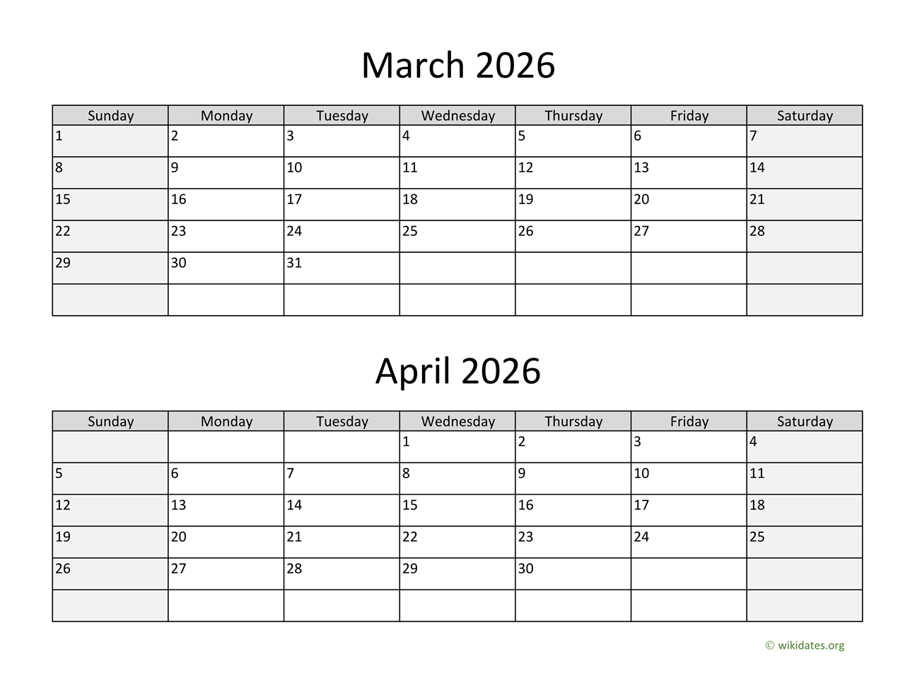Calendar April 2023 To March 2026