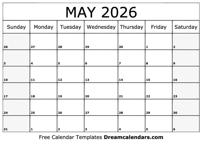 May 2026 Calendar Free Printable With Holidays And Observances