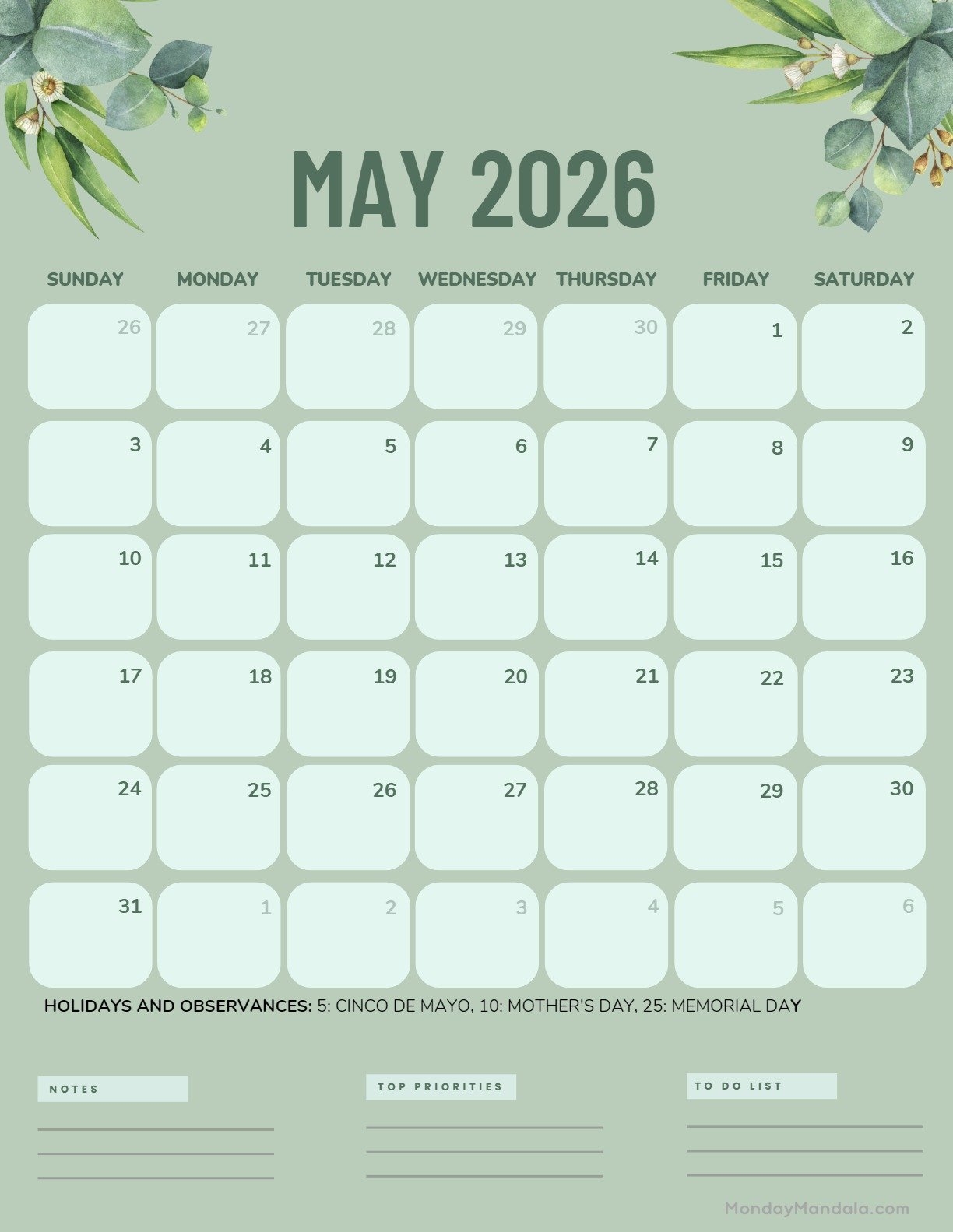 May 2026 Calendars 52 Free PDF Printables 