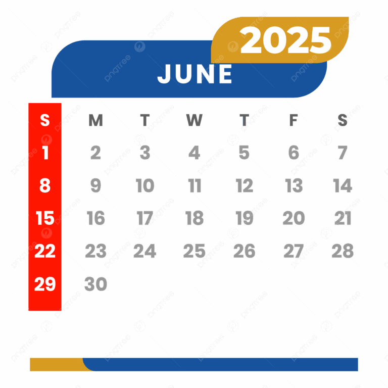 Monthly Calendar June 2025 Clipart Vector Monthly Calendar June 2025 Calendar 2025 PNG And Vector With Transparent Background For Free Download