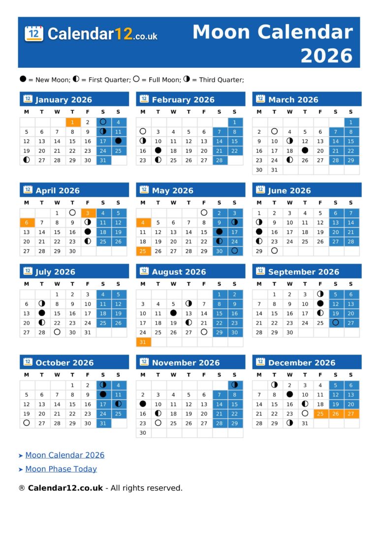 Moon Calendar February 2026 Calendar12 co uk