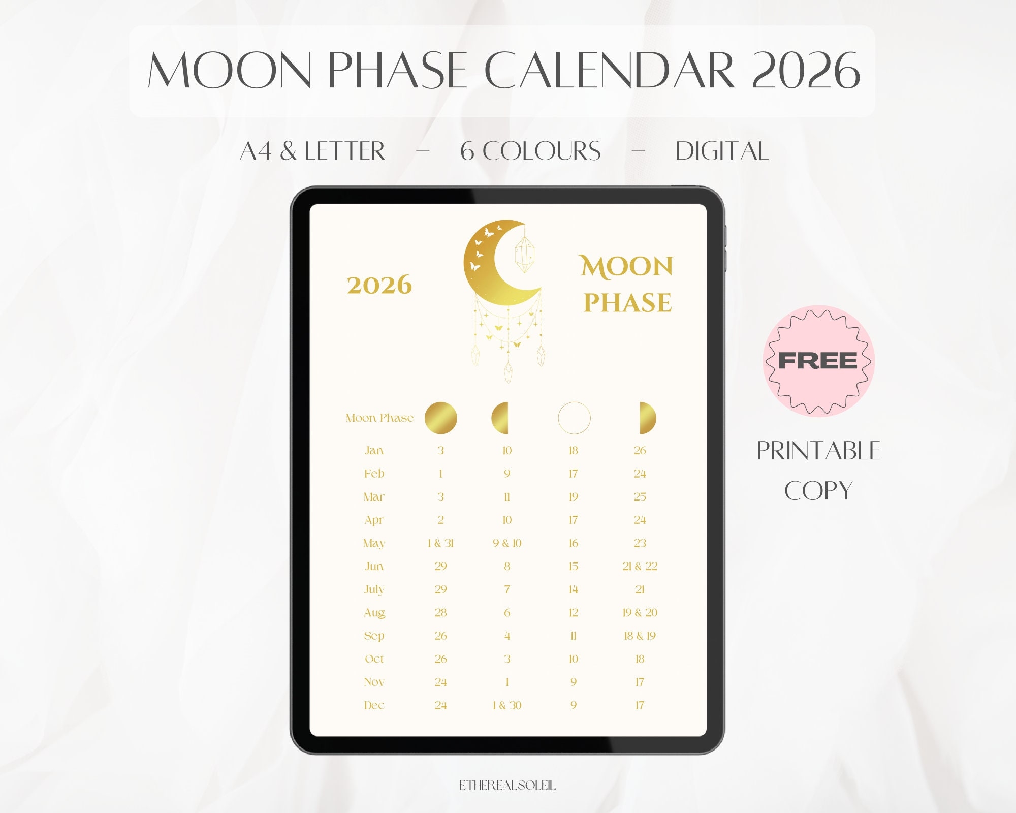 Moon Phases Calendar March 2026