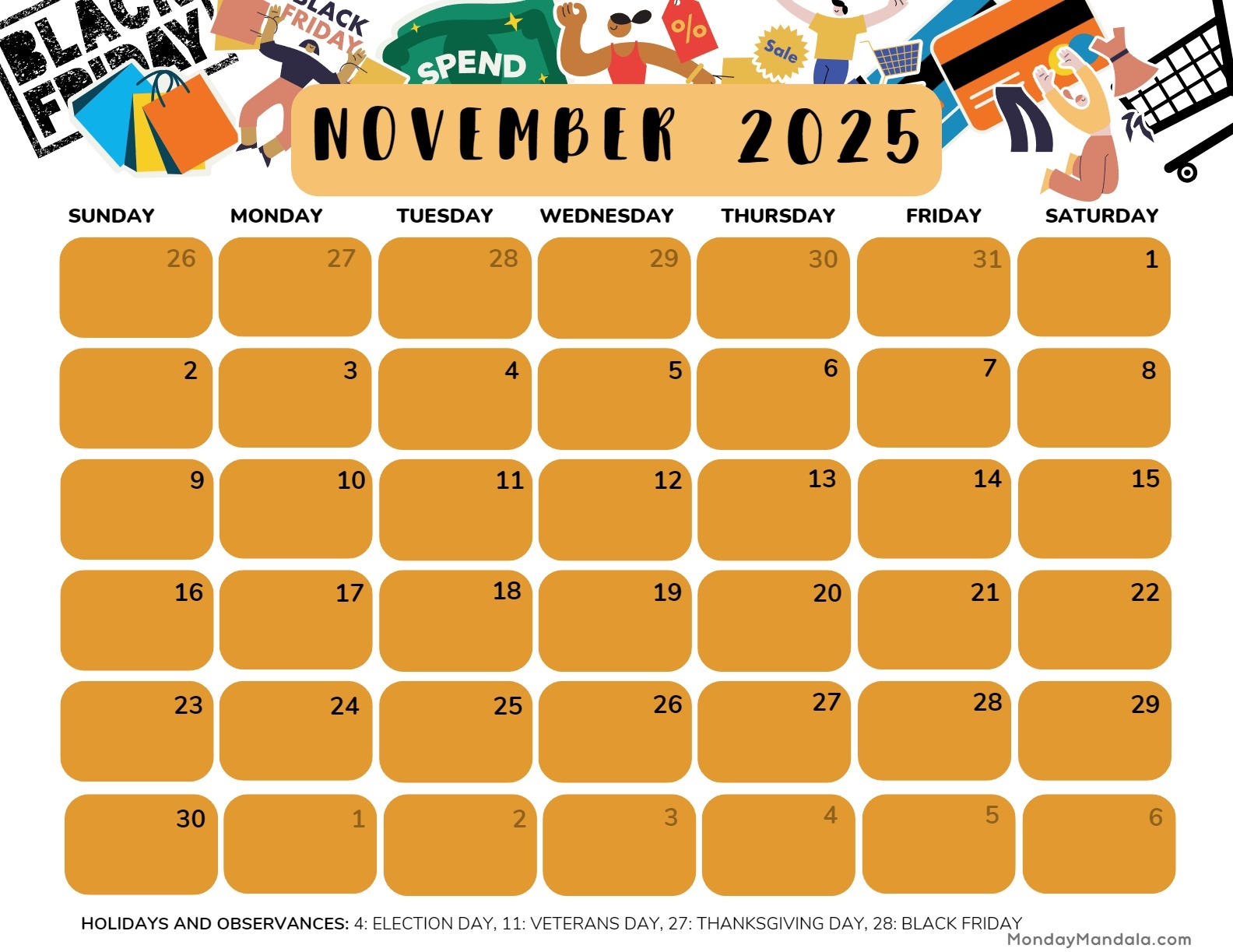 Print November 2025 Calendar