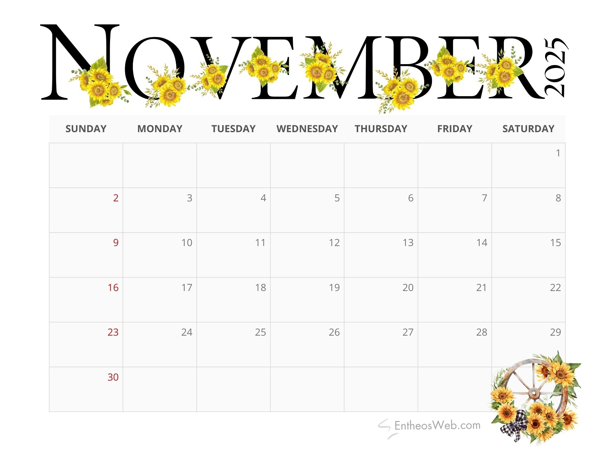 November 2025 Printable Calendar