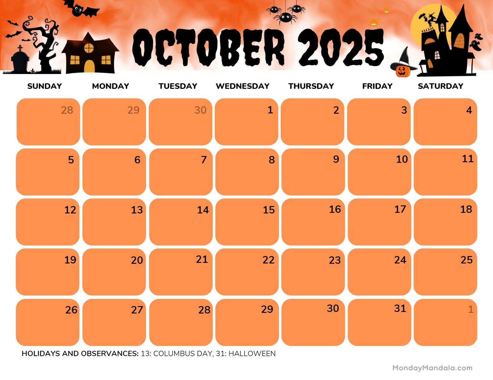 October 2025 Calender