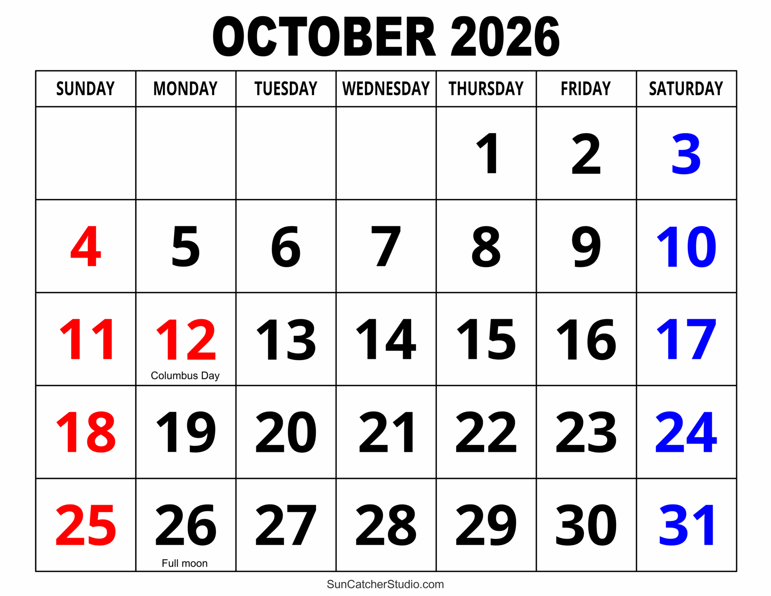 October 2026 Calendar Free Printable Free Printables Monograms Design Tools Patterns U0026 DIY Projects