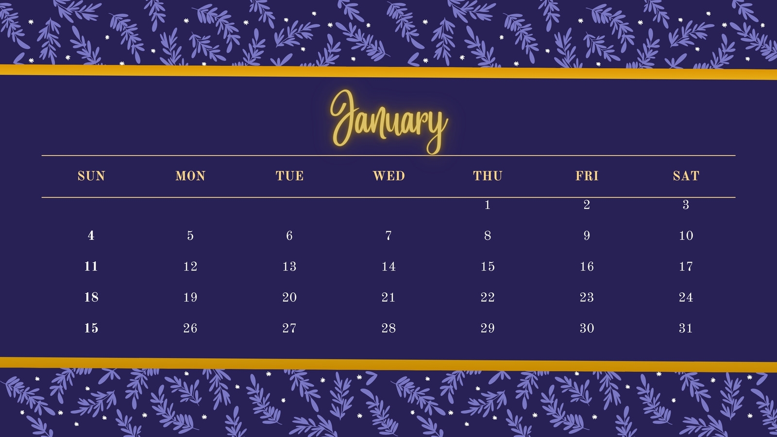 January 2026 Calendar Canva