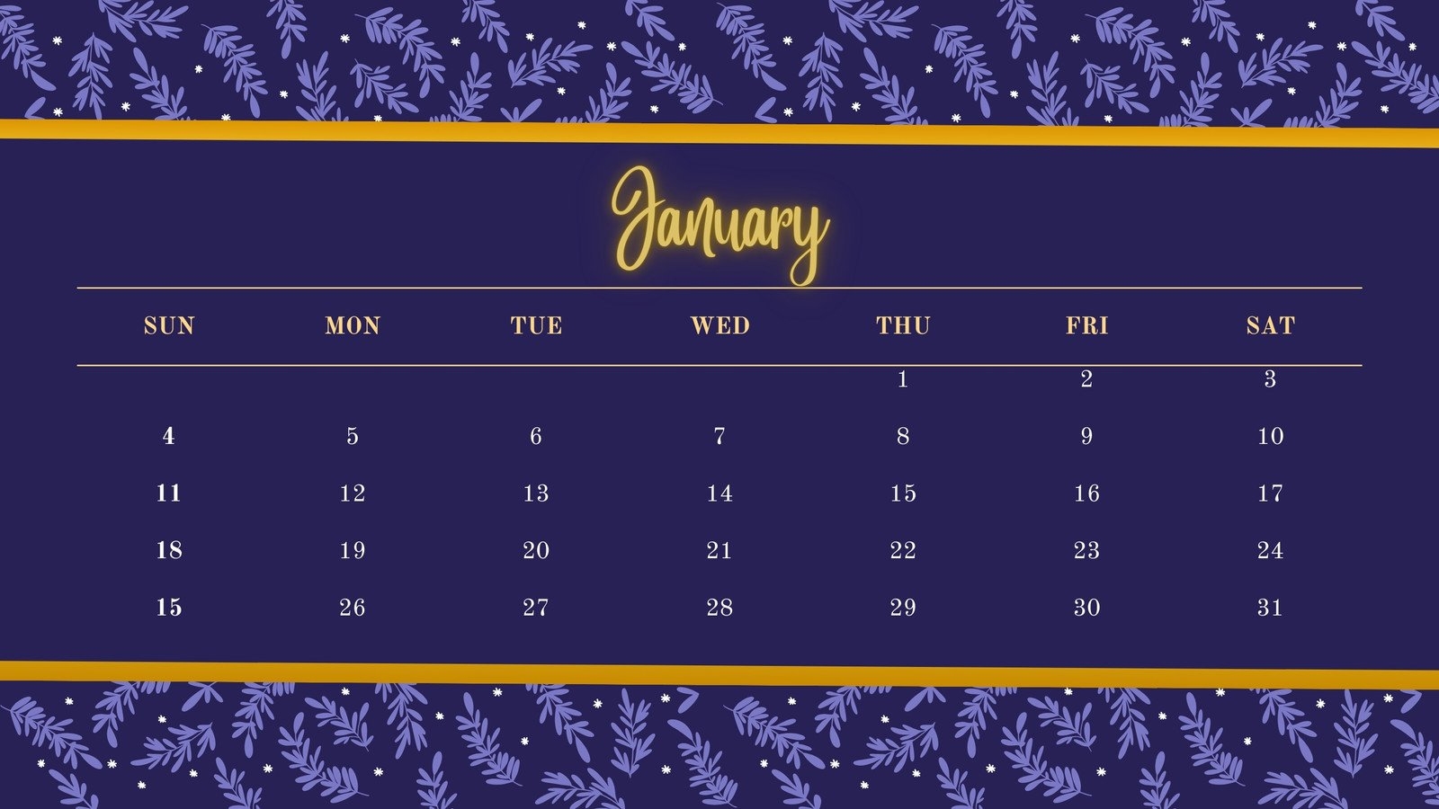 Canva January 2026 Calendar