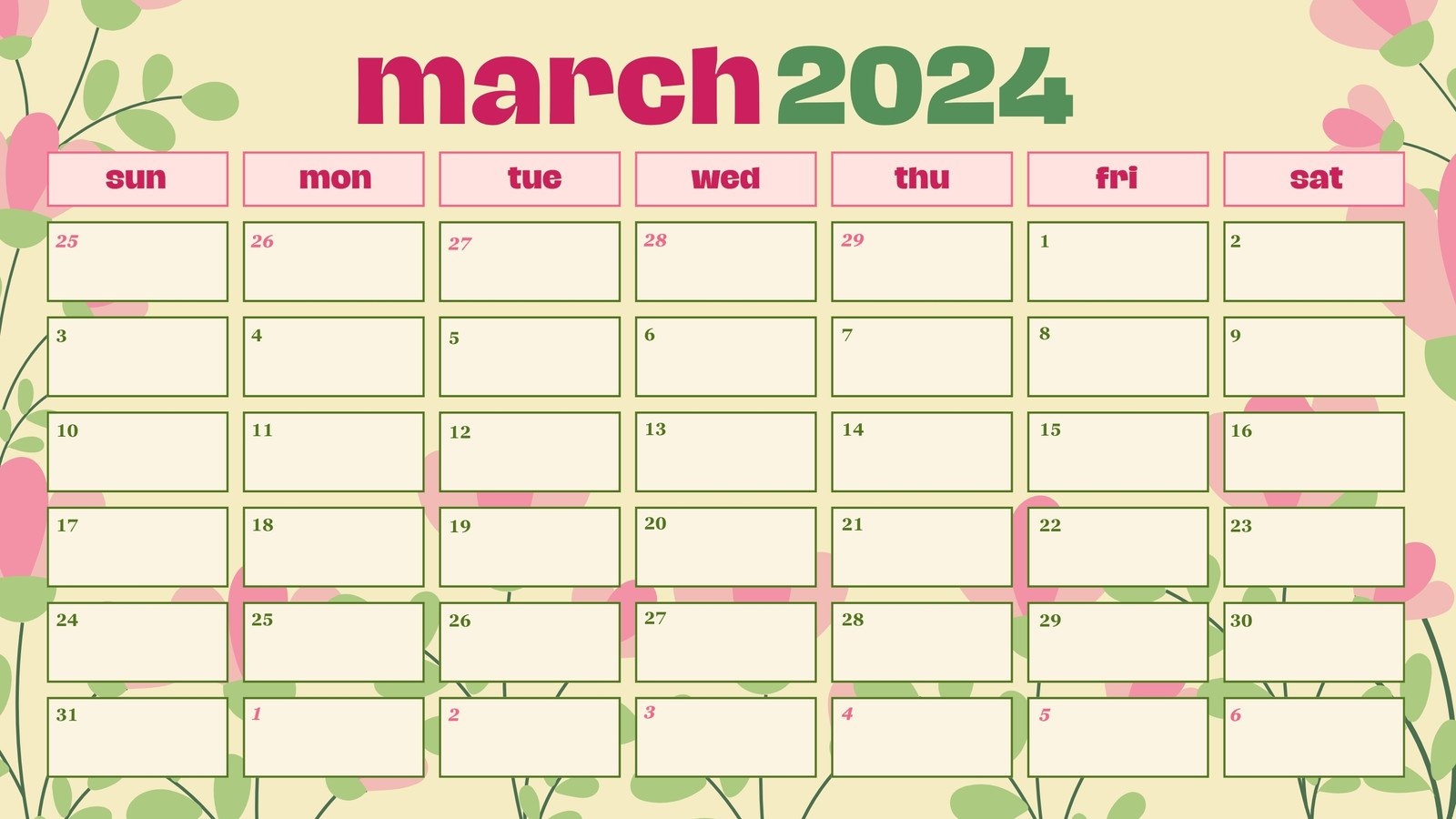 Page 4 Free Printable Customizable Monthly Calendar Templates Canva